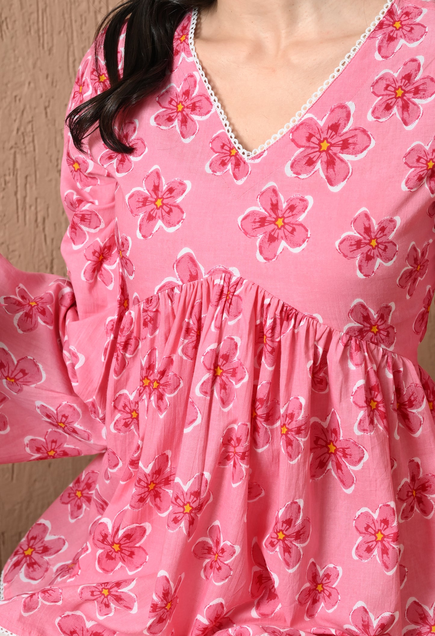 Roselle – Blush Bloom Cotton Peplum Top