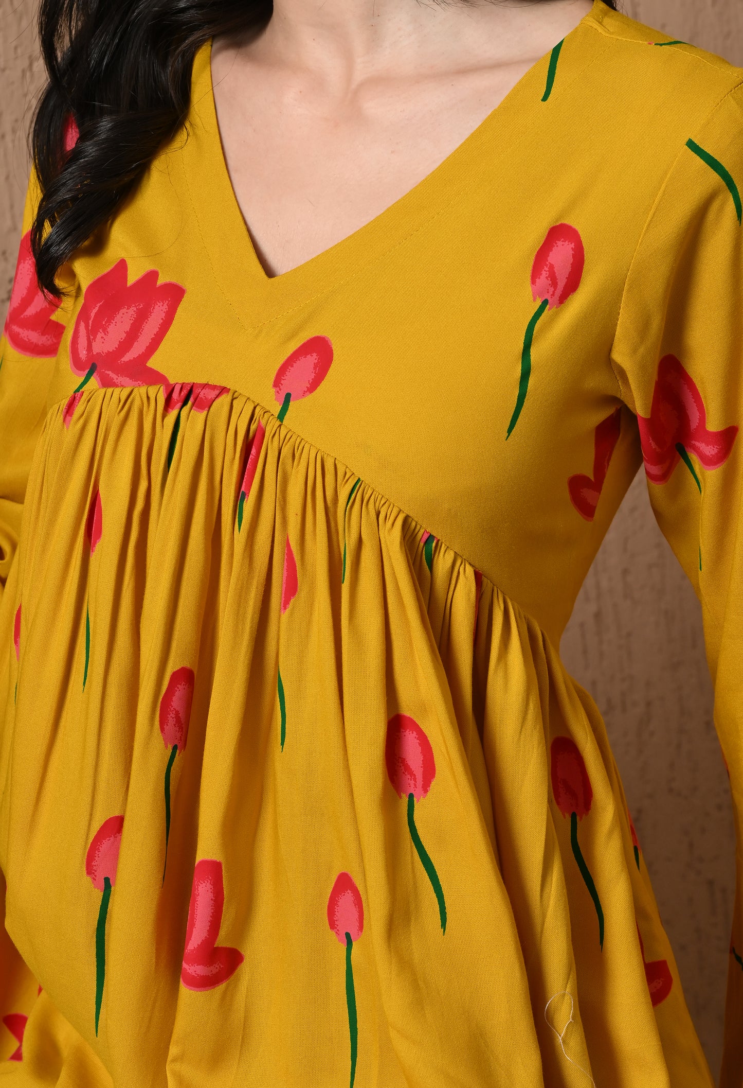 Orielle – Mustard Yellow Cotton Peplum Top