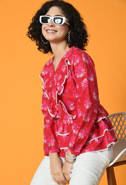 Romantic Blush Frill Top