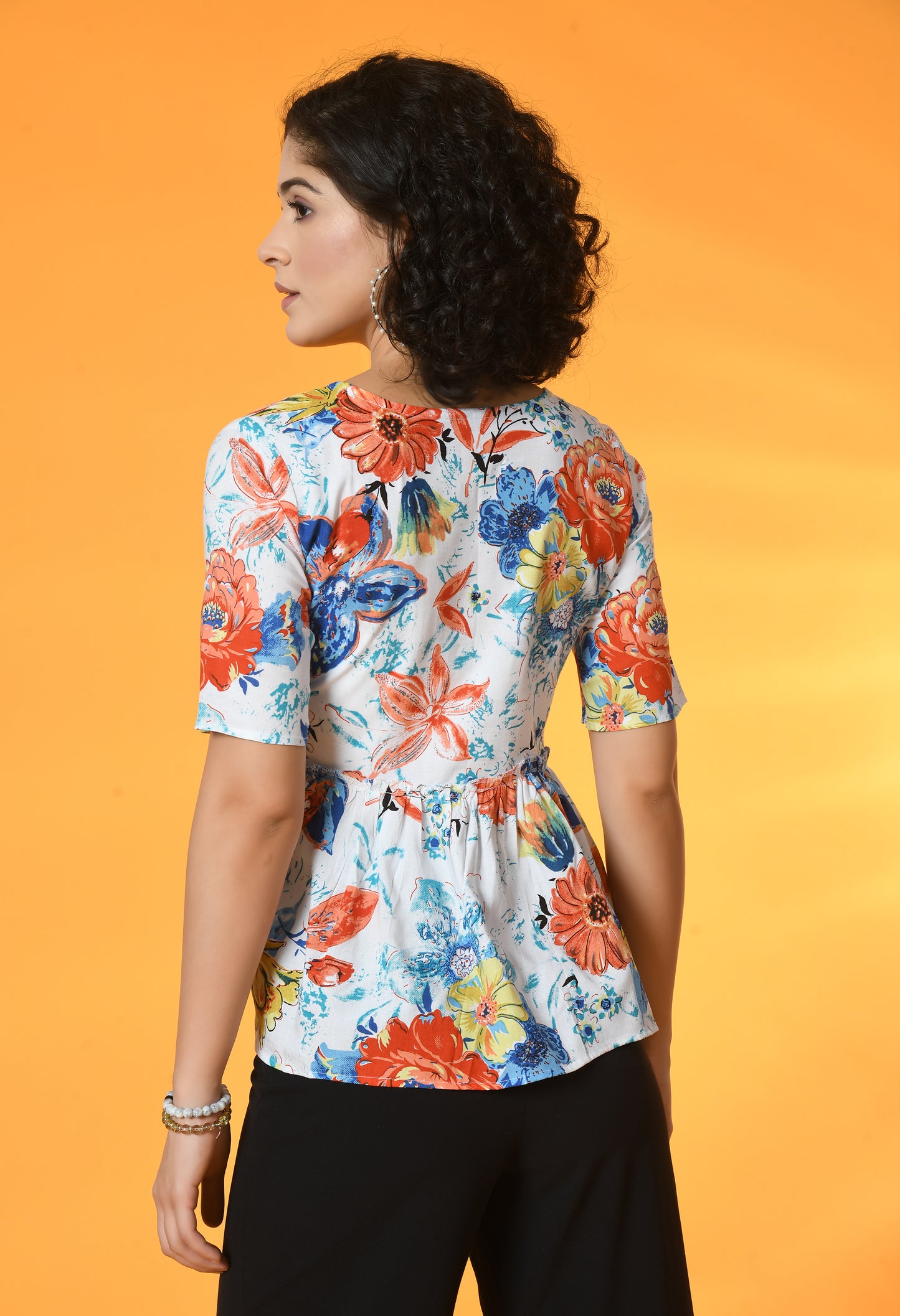 Floral Fiesta Half Sleeve Top