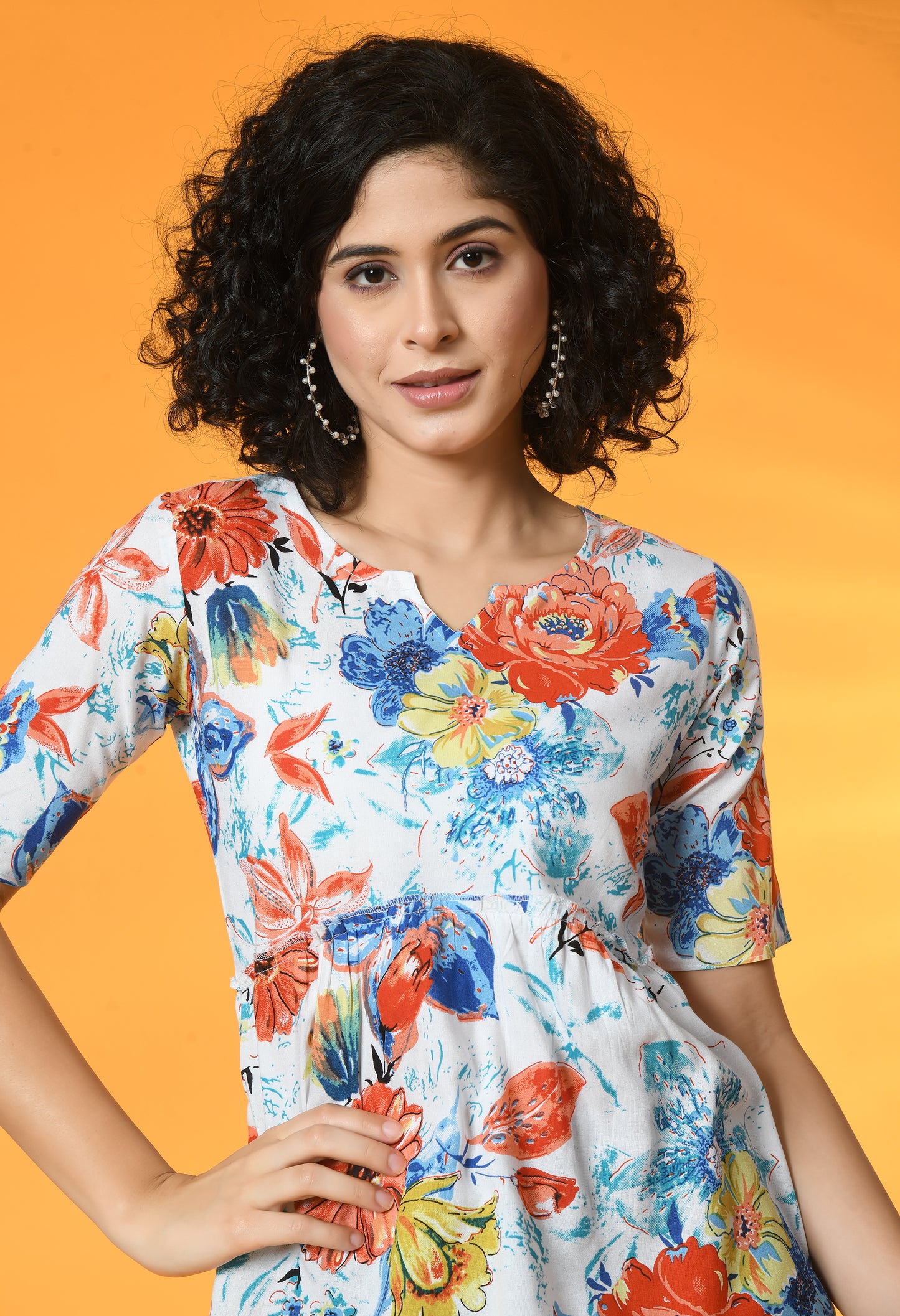 Floral Fiesta Half Sleeve Top