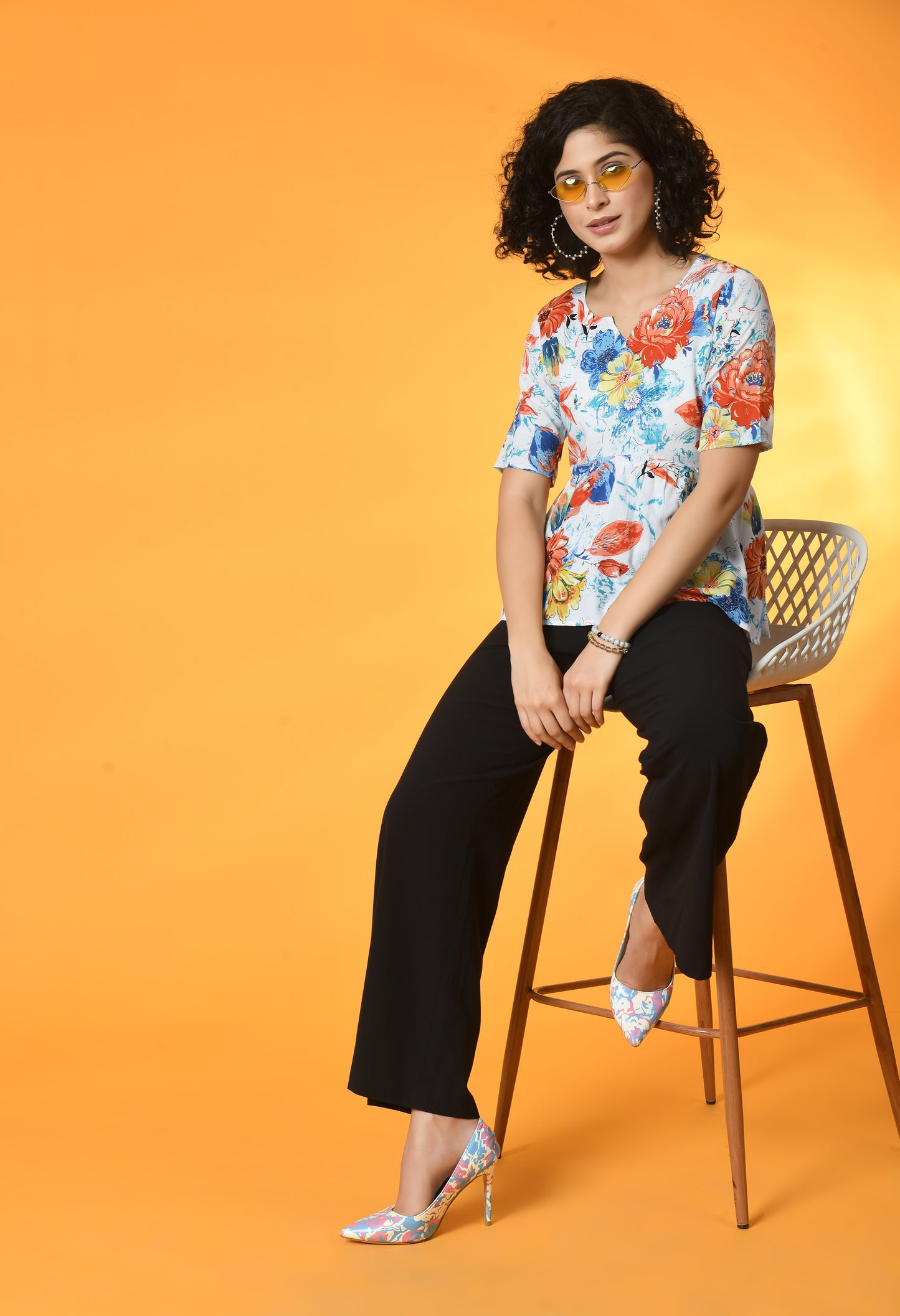 Floral Fiesta Half Sleeve Top