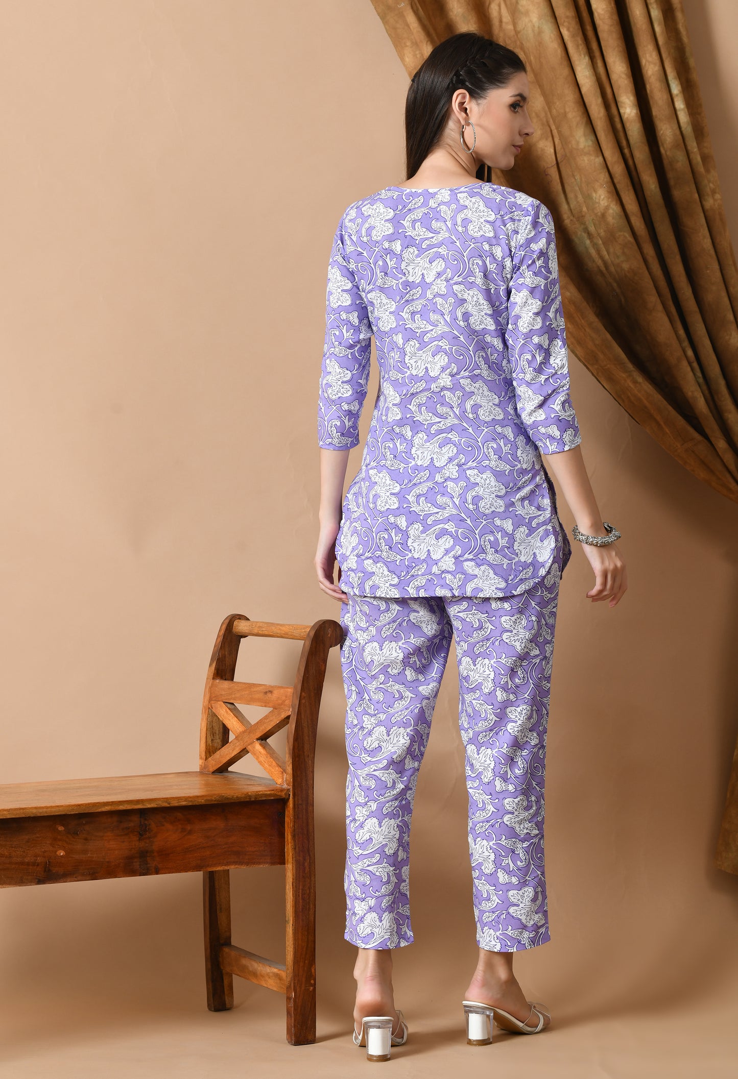 Lilac Bloom – Lavender Floral Night Suit