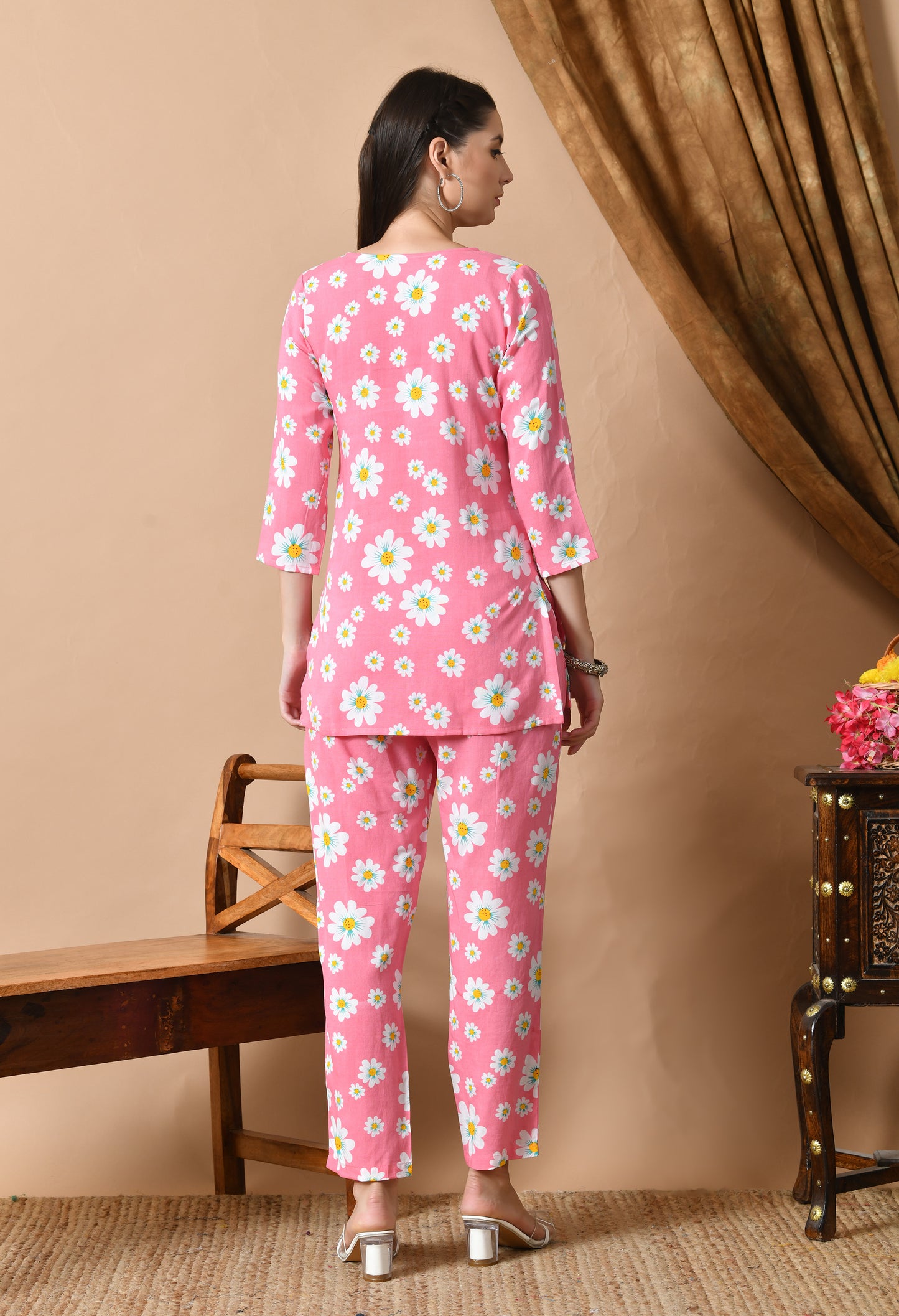 Rosewhisper – Pink Floral Night Suit for Women