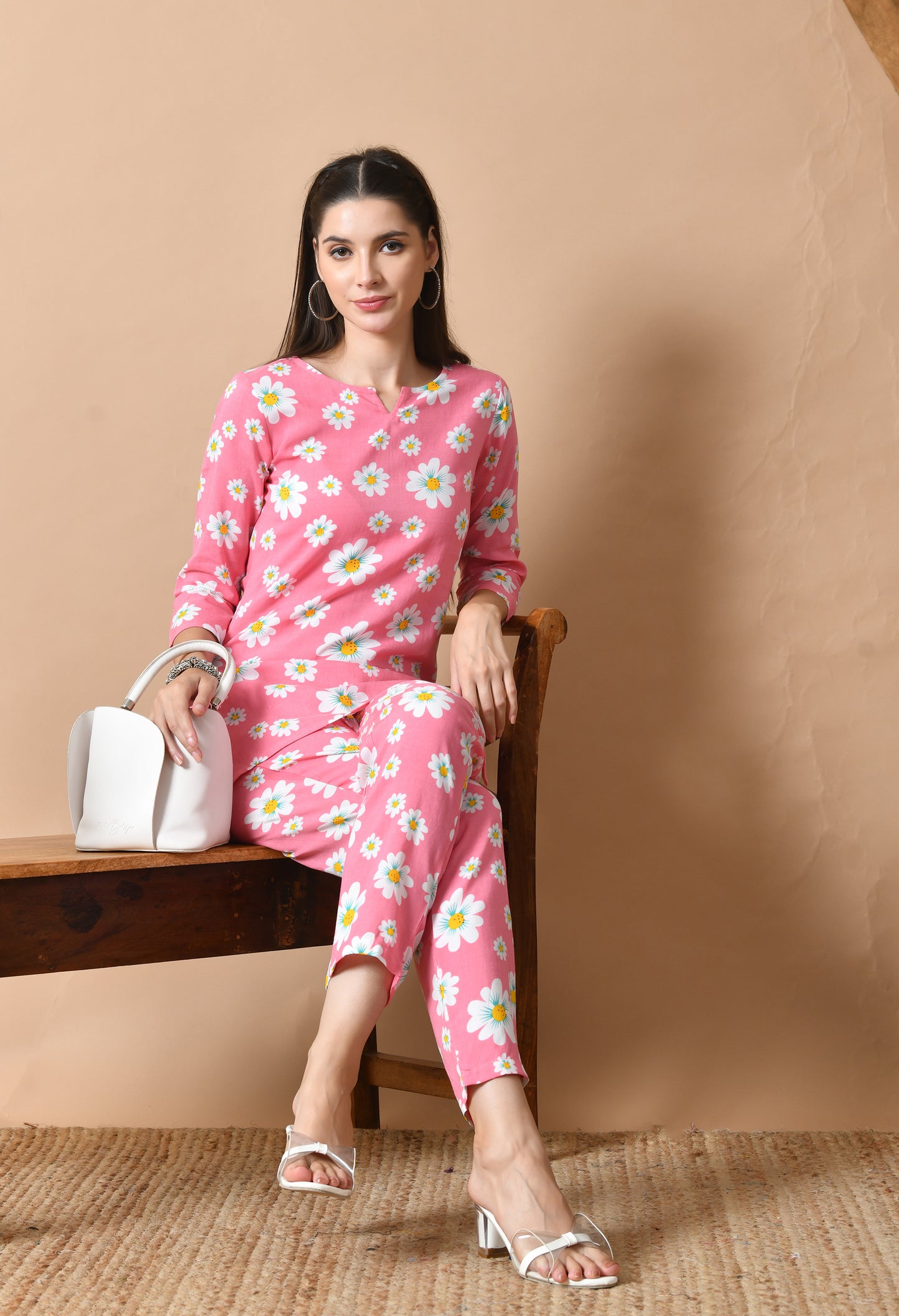 Rosewhisper – Pink Floral Night Suit for Women