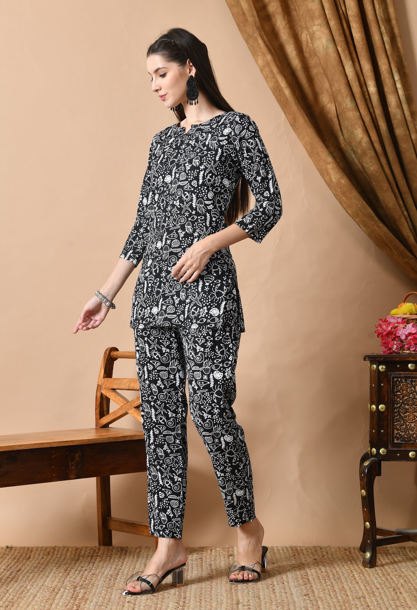 Midnight Voyage – Nautical Print Night Suit