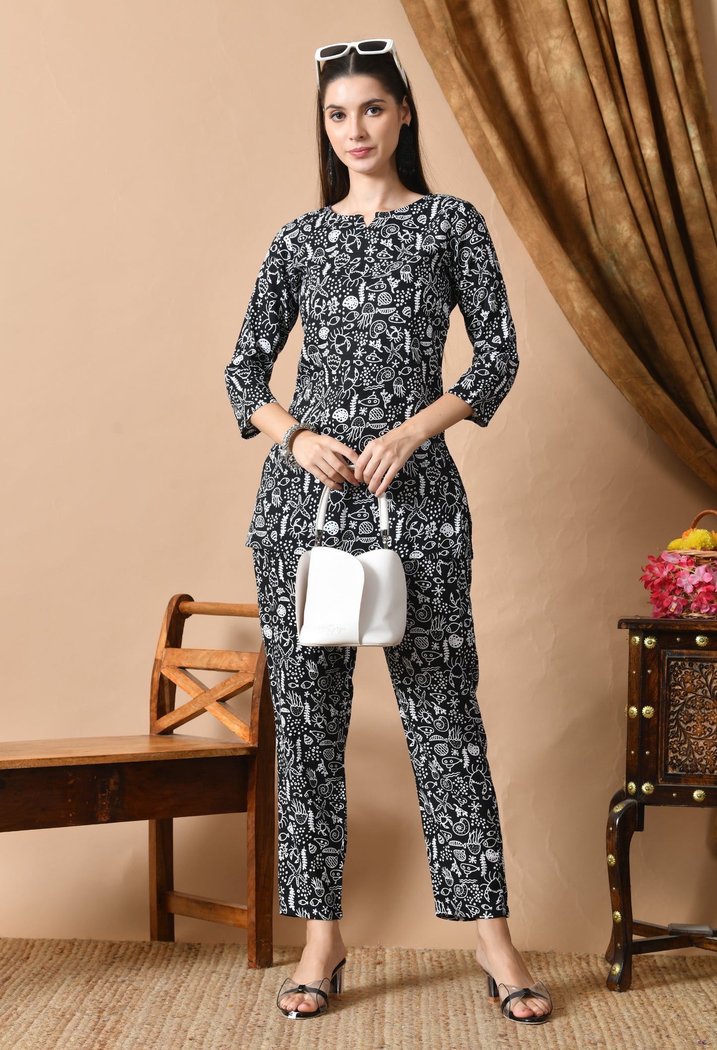 Midnight Voyage – Nautical Print Night Suit