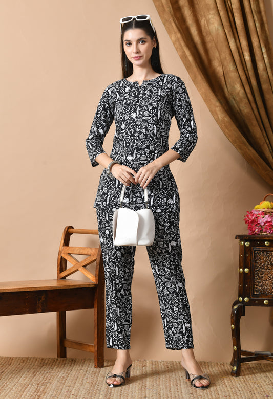 Midnight Voyage – Nautical Print Night Suit