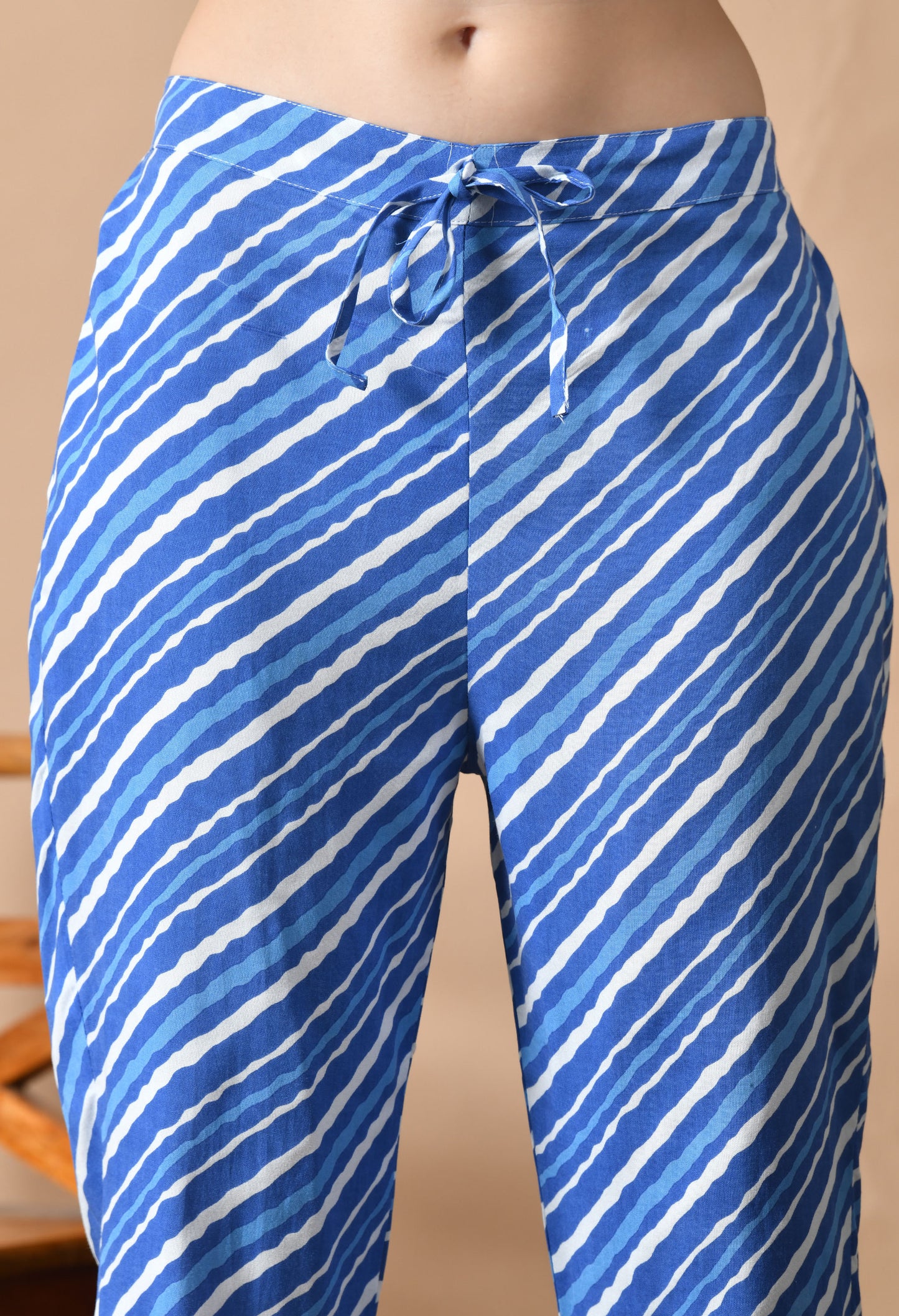 Skyline Stripes – Blue Striped Night Suit for Women