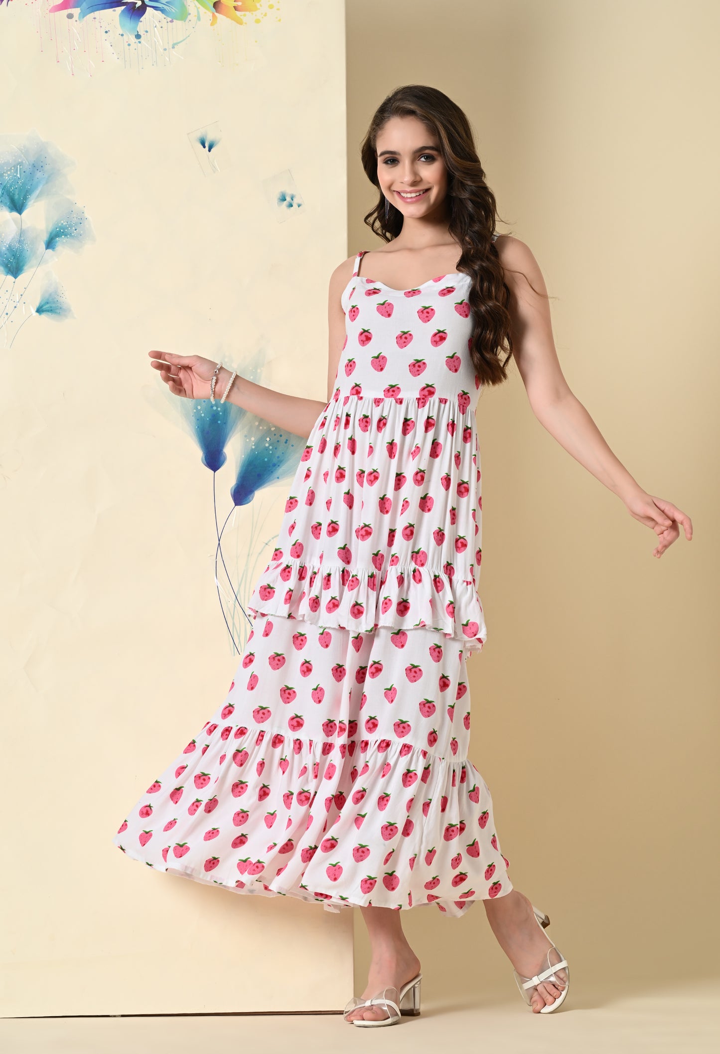 Strawberry Fields Tiered White Dress