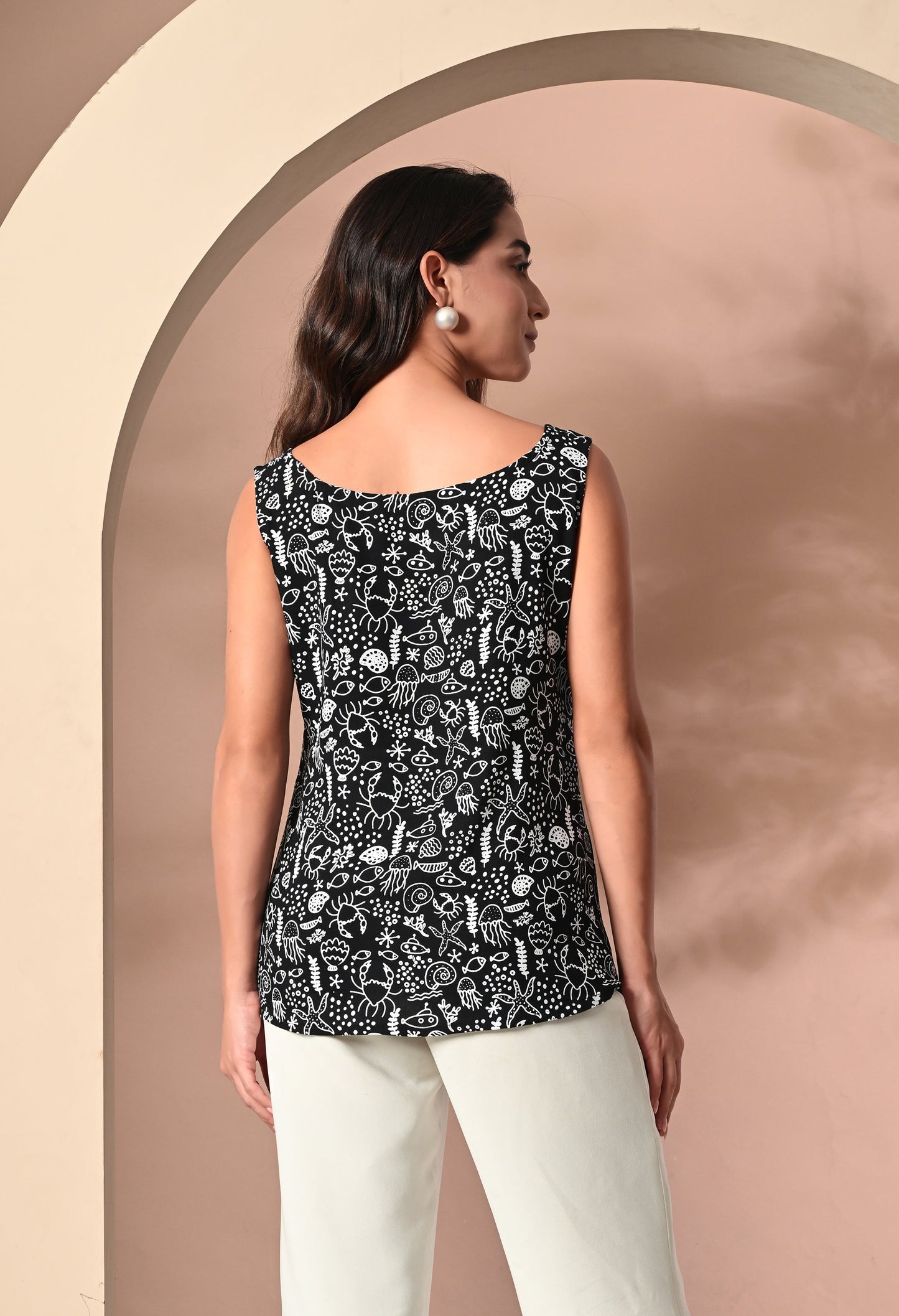 Pack of Two Sleeveless Tops for Women – Black and White Combo