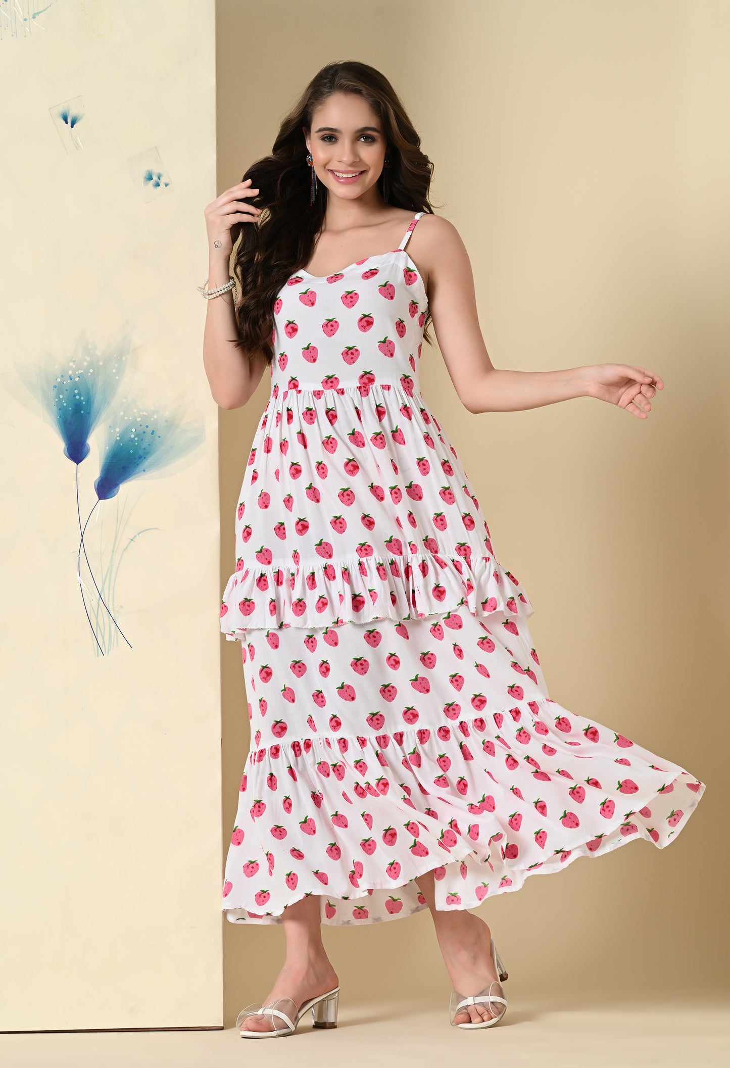 Strawberry Fields Tiered White Dress