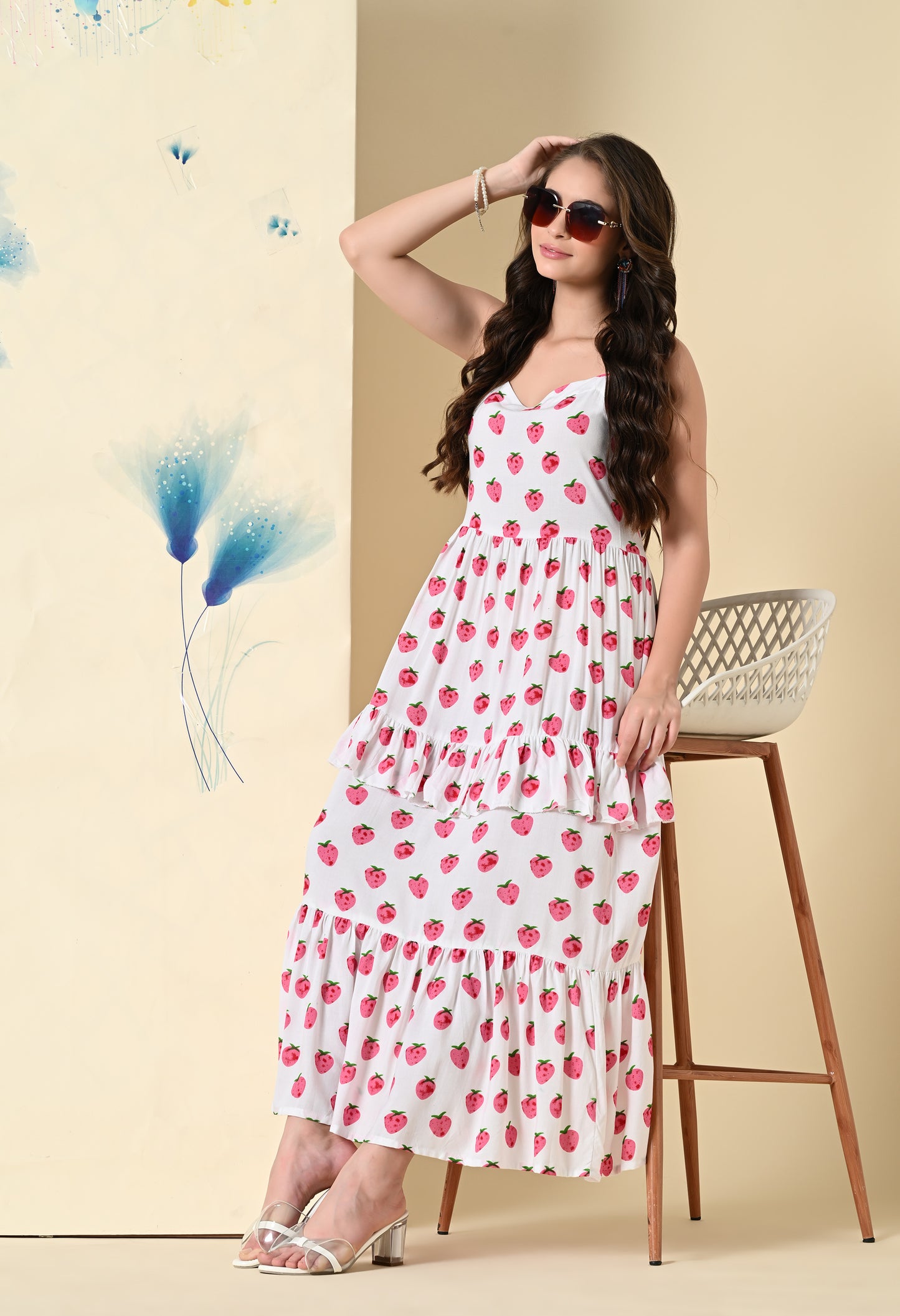 Strawberry Fields Tiered White Dress