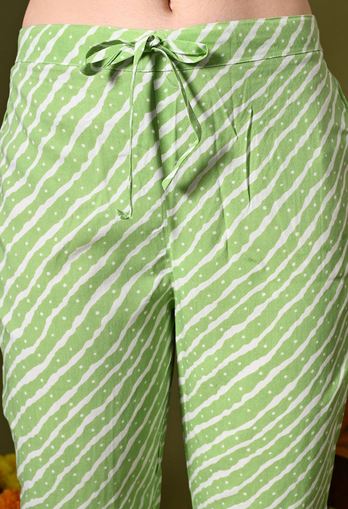 Pista Green Print Kurta Set With Dupatta