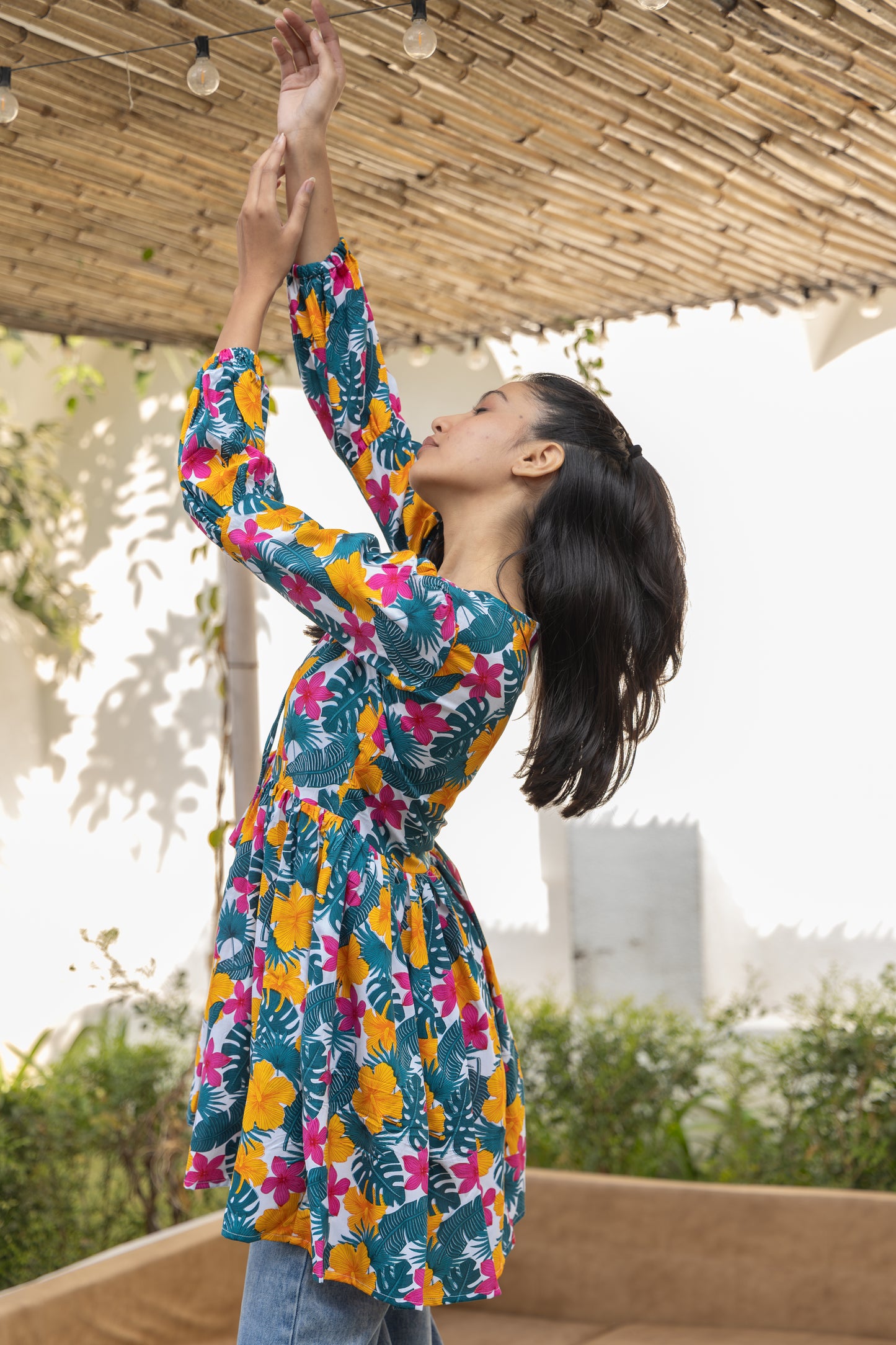 Garden Melody Peplum Top (Multicolor)
