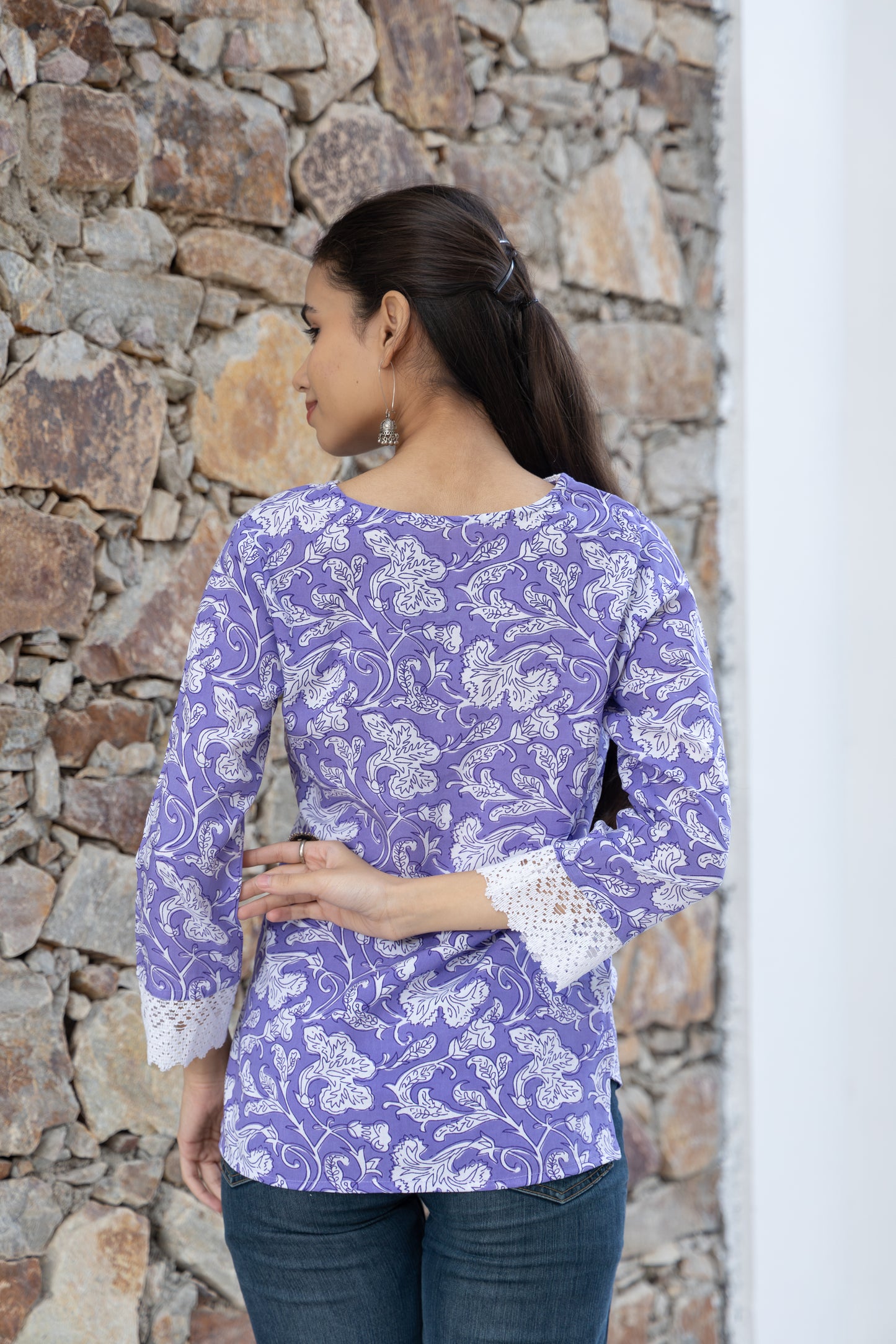 Lavender Meadow Cotton Short Kurti