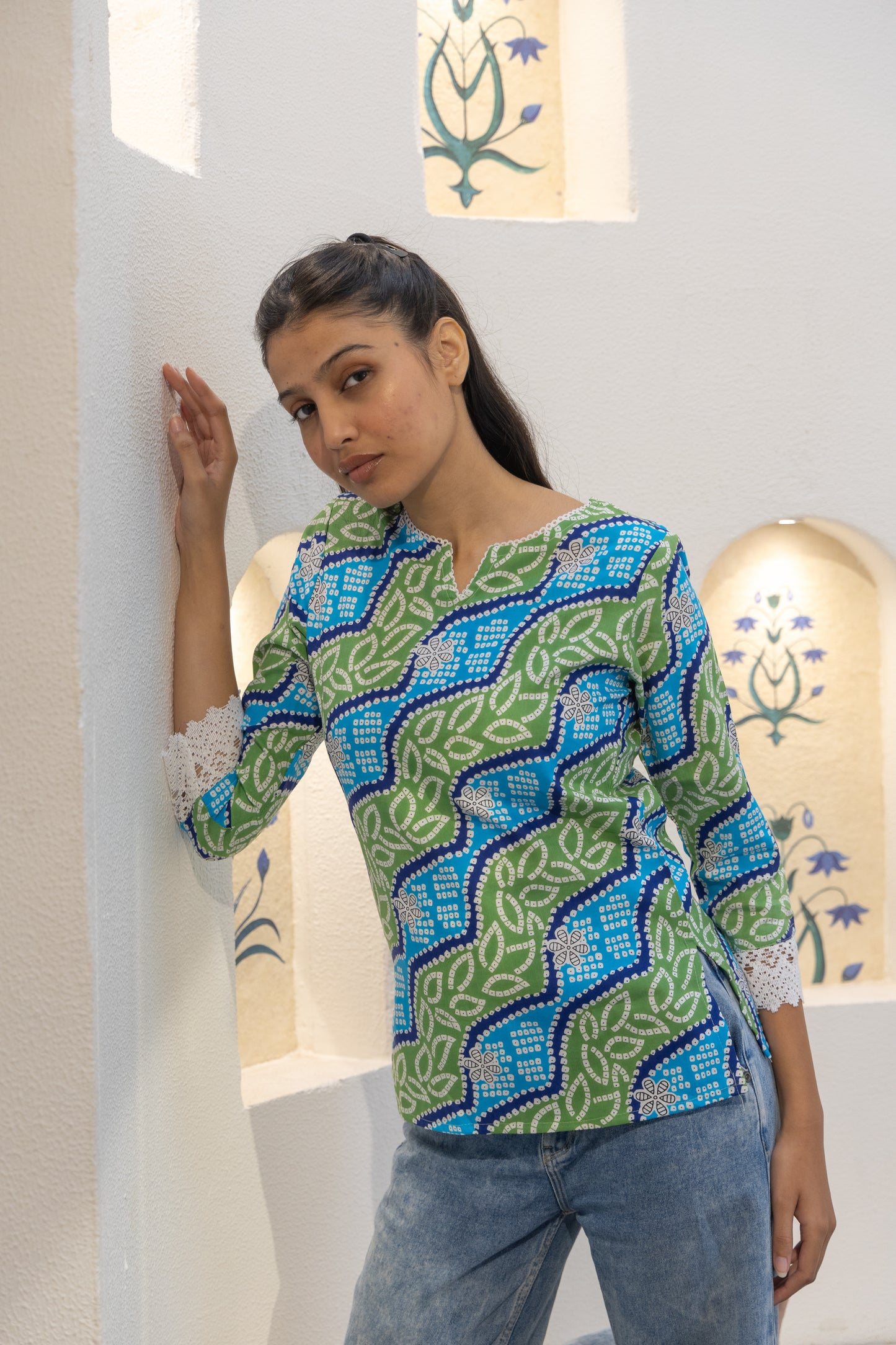 Aqua Breeze Cotton Short Kurti