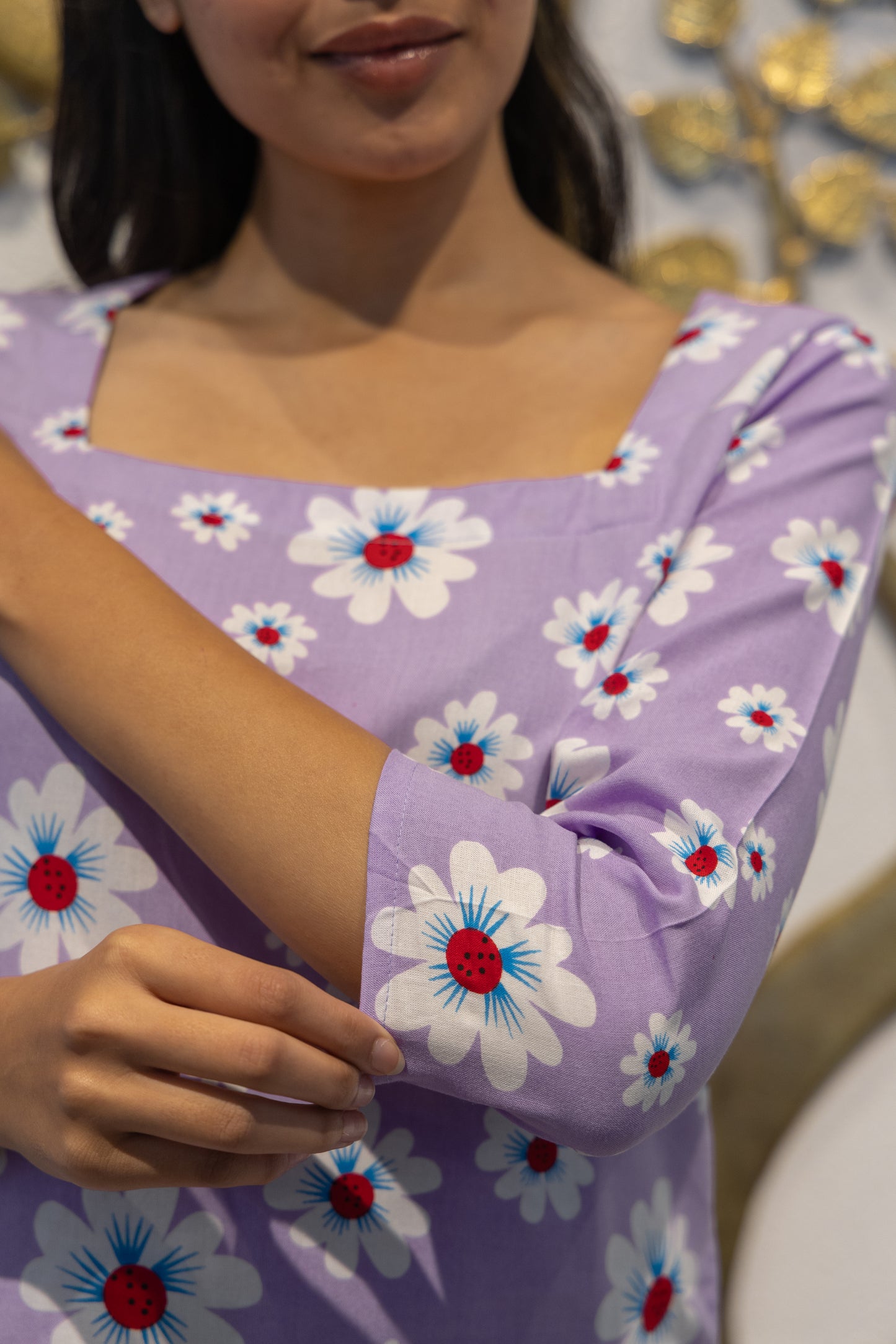 Lavender Bloom Back Design Cotton Top