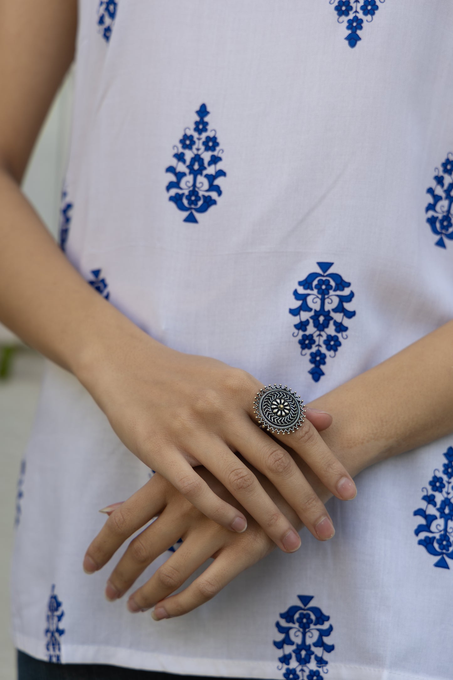 Blue Heritage Sleeveless Cotton Top