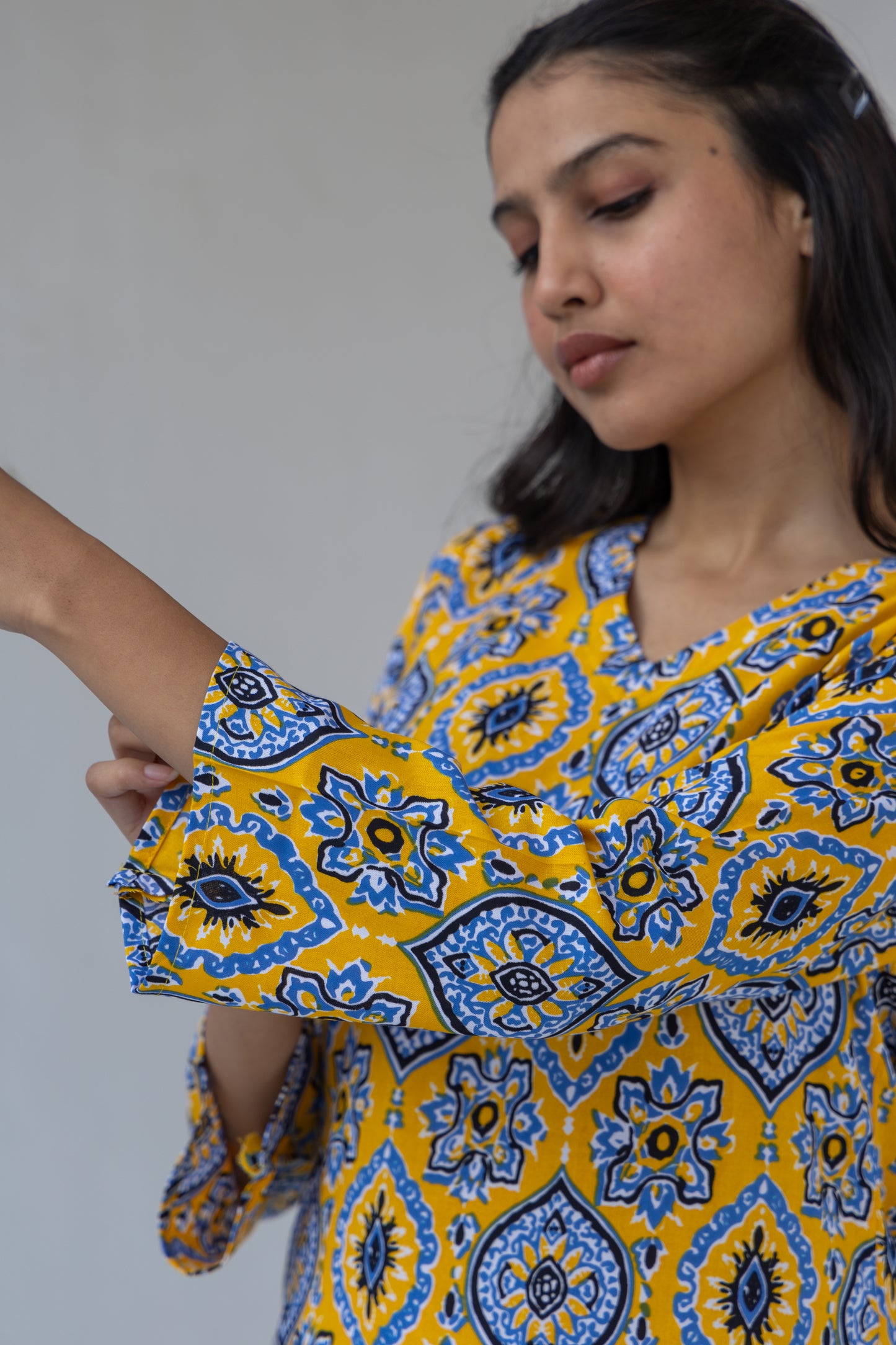 Marigold Sky Back Design Short Kurti (Yellow)