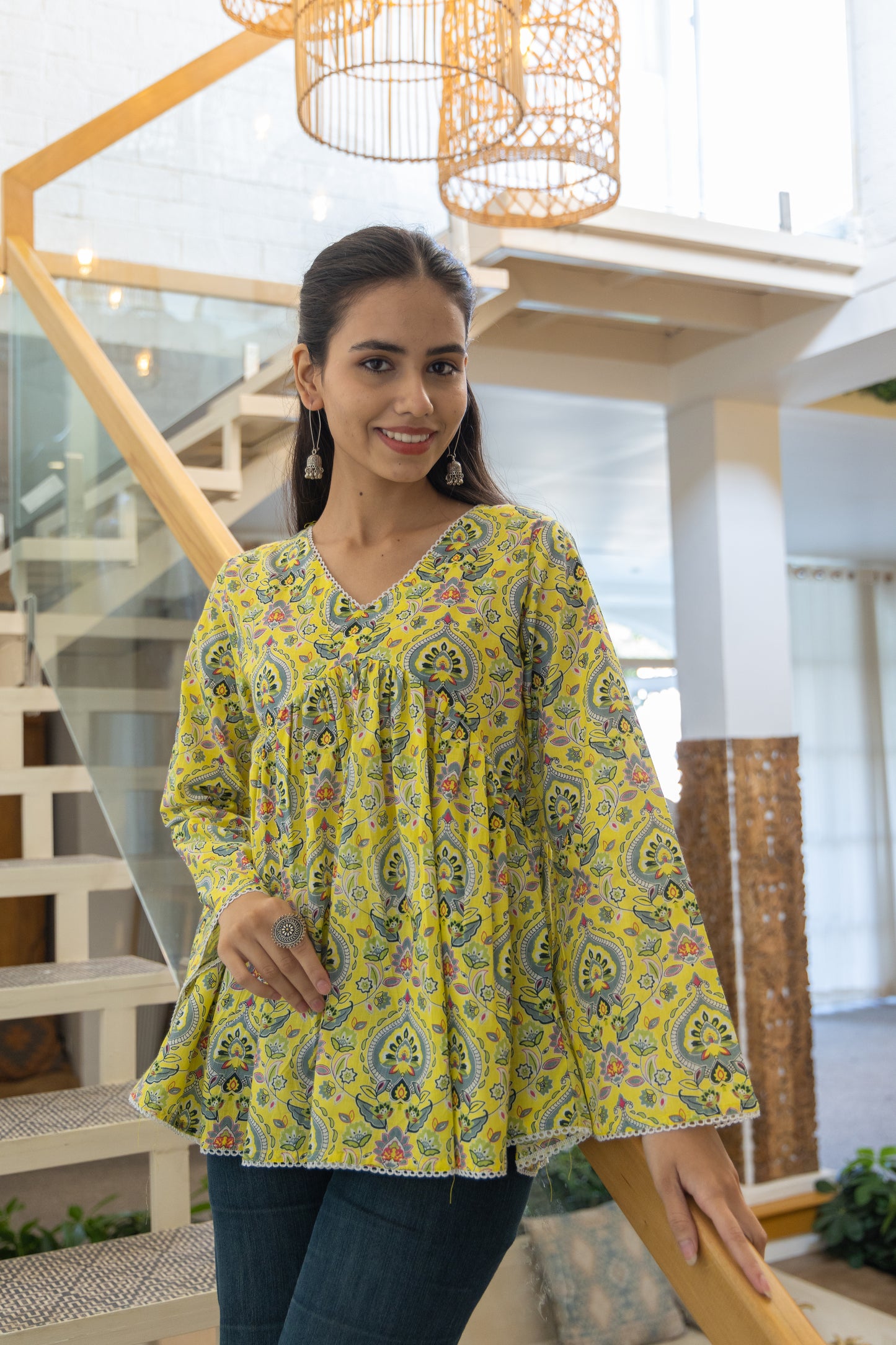 Golden Jade Peplum Top (Yellow)