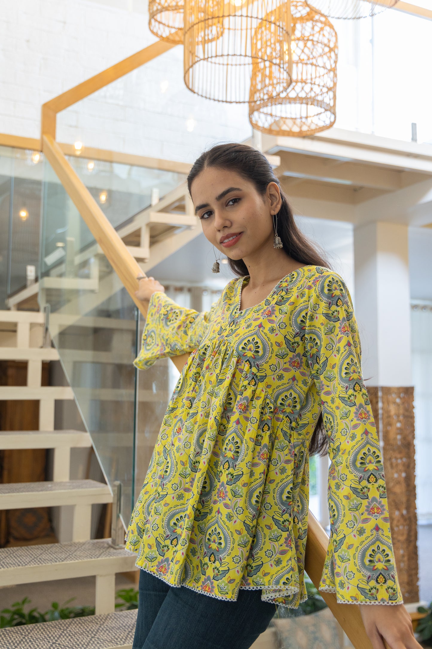 Golden Jade Peplum Top (Yellow)