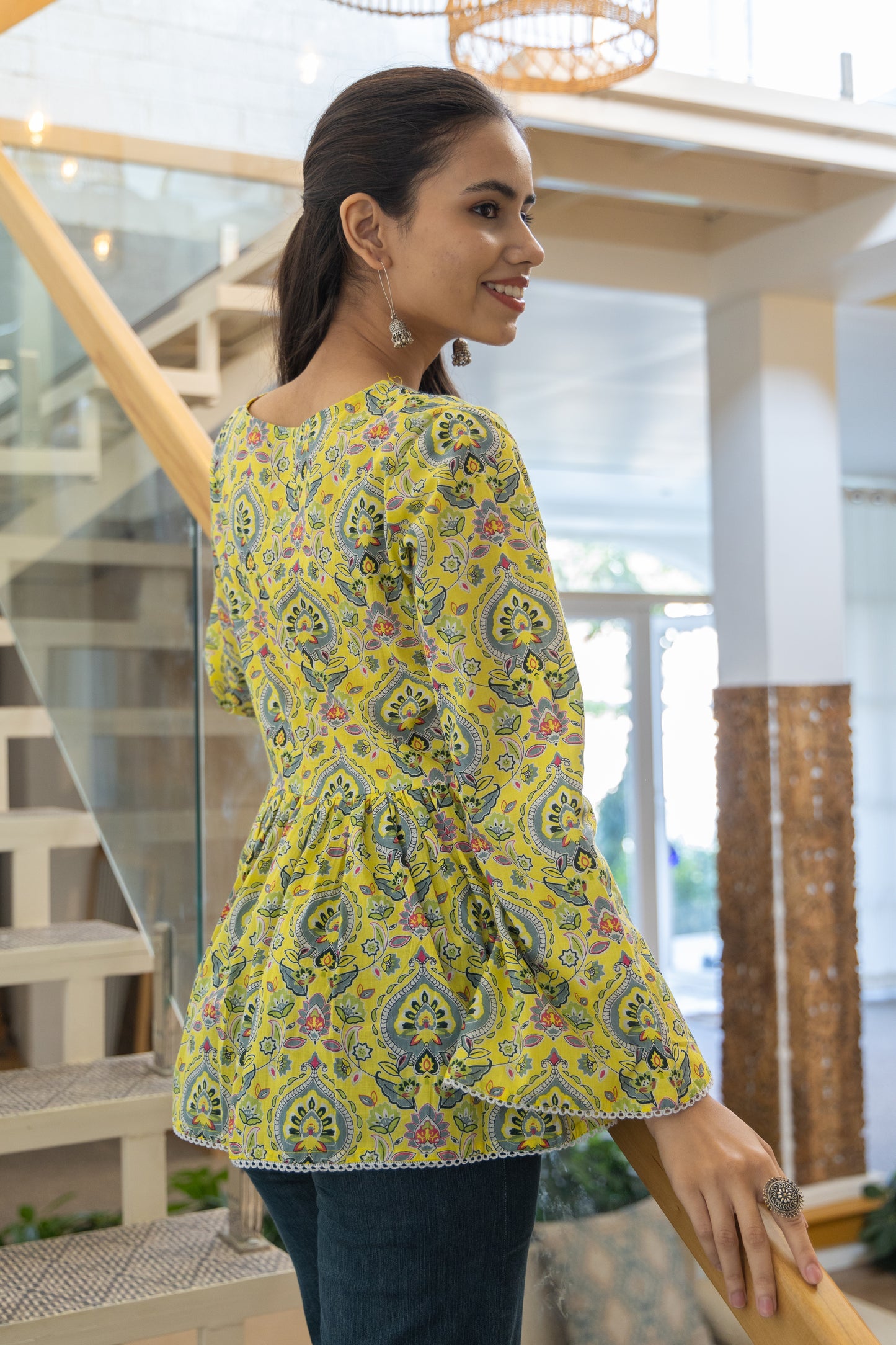 Golden Jade Peplum Top (Yellow)