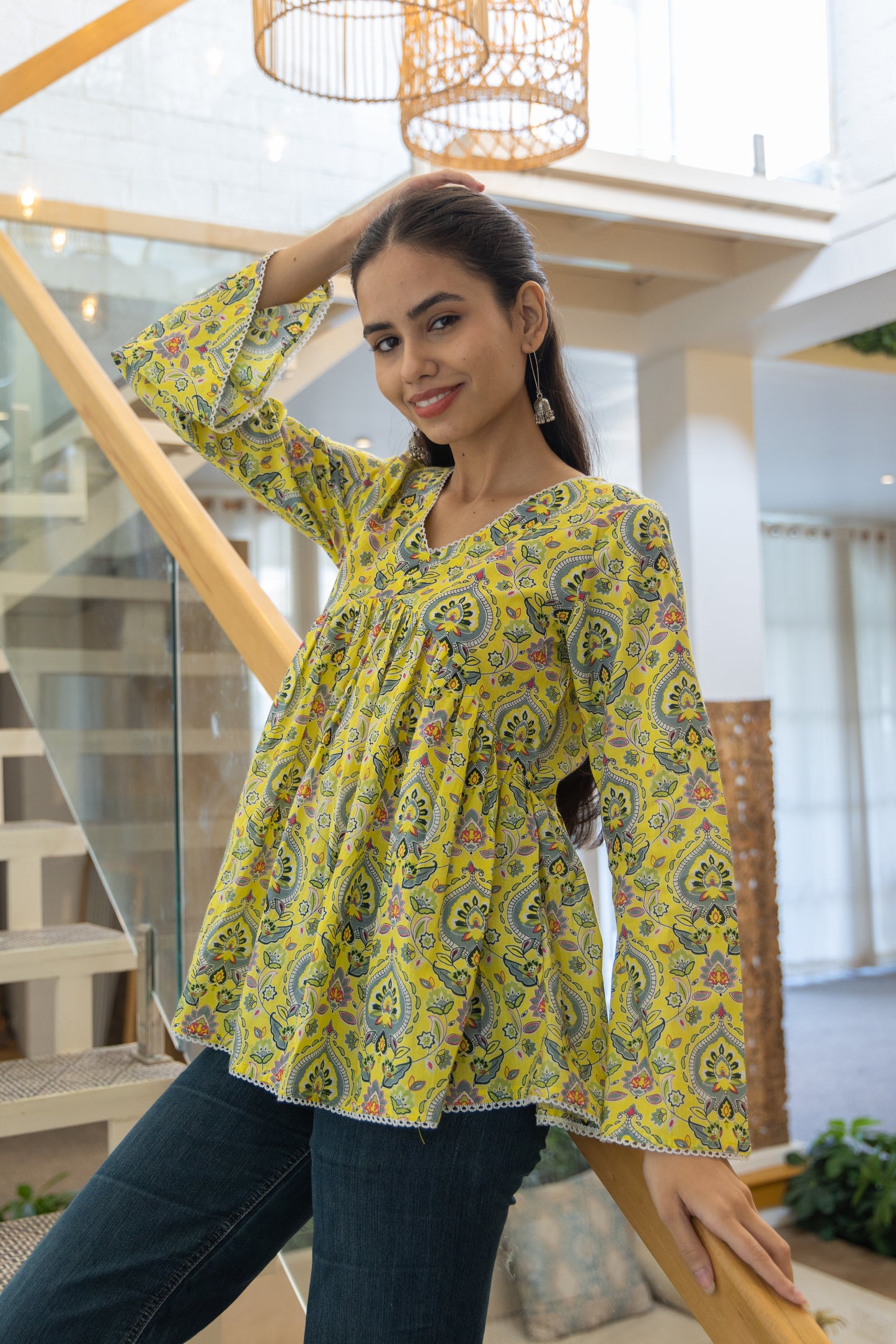 Golden Jade Peplum Top (Yellow)