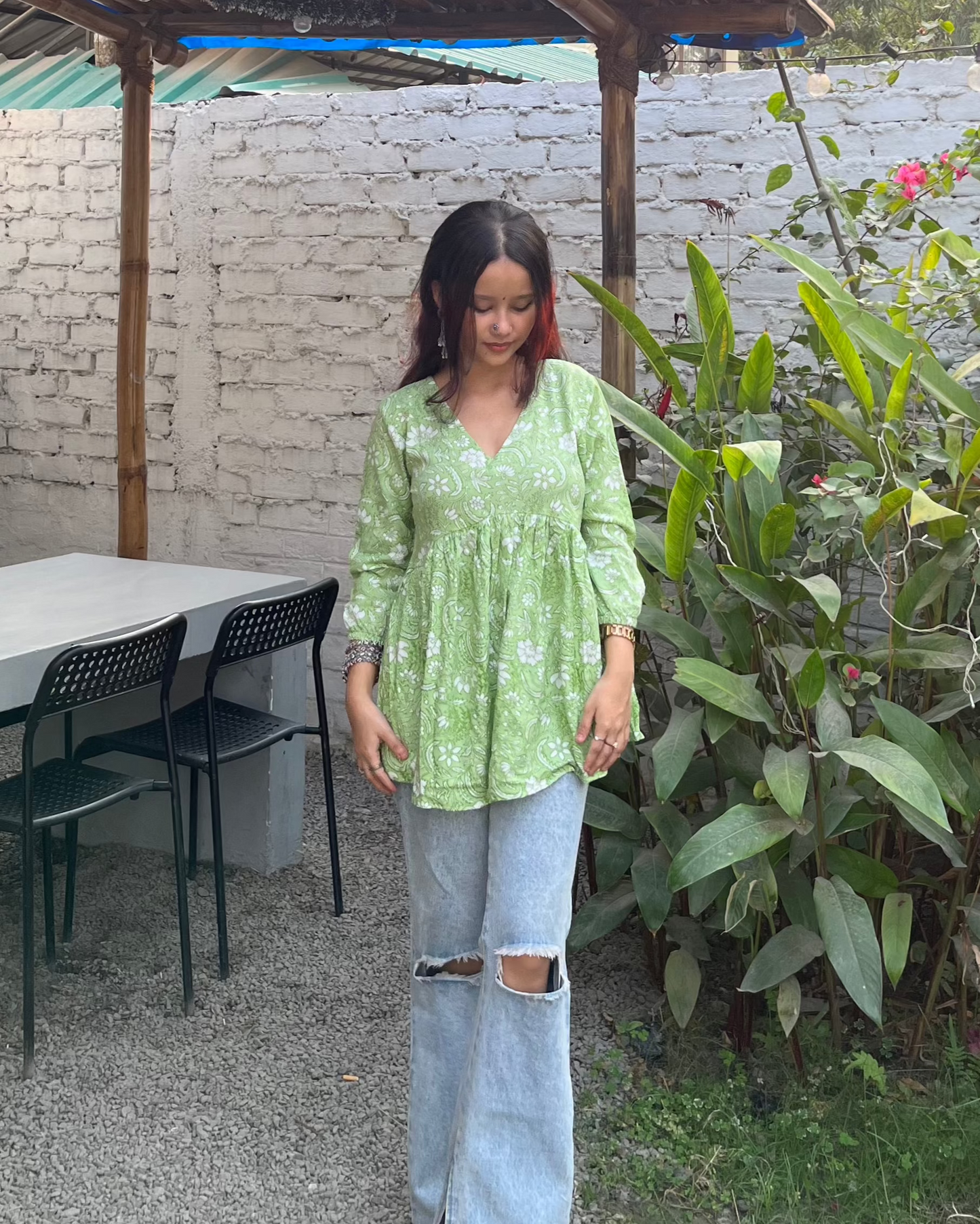 Meadow Mist Peplum Top (Green)