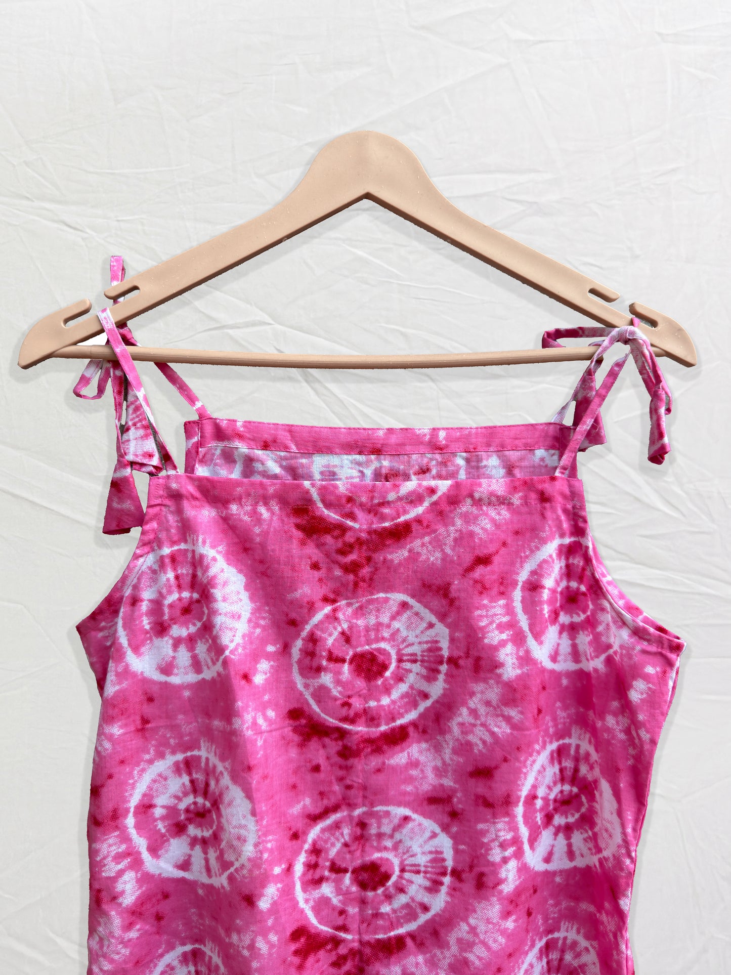 Aurelle – Pink Ombre Cotton Tie-Up Shoulder Top