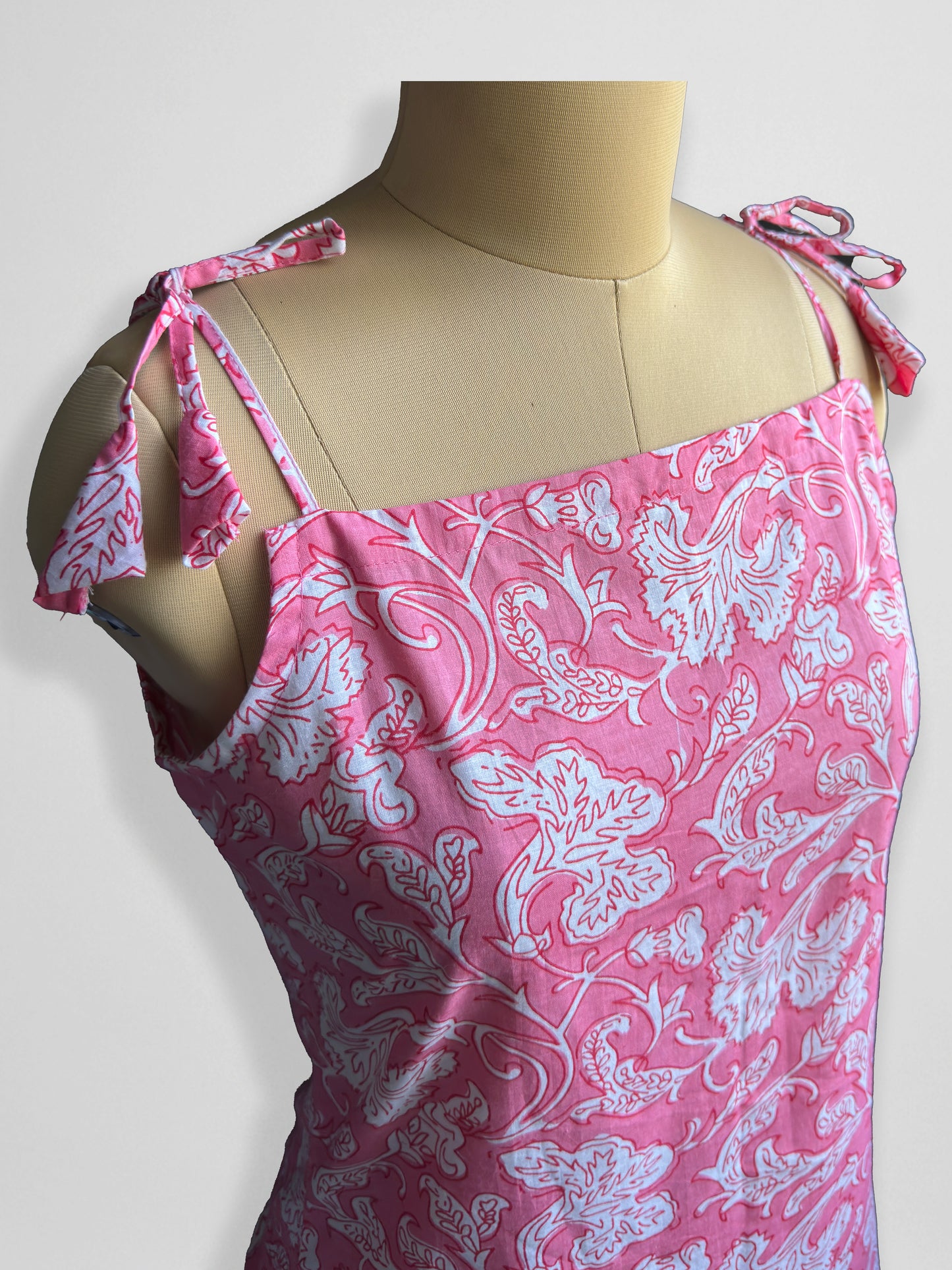 Florique - Pink Floral Cotton Tie-Up Top
