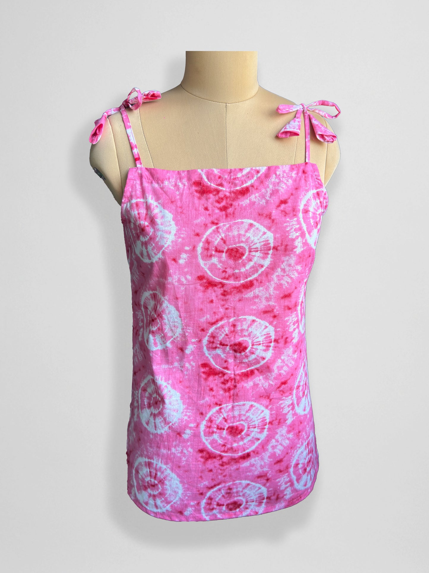 Aurelle – Pink Ombre Cotton Tie-Up Shoulder Top