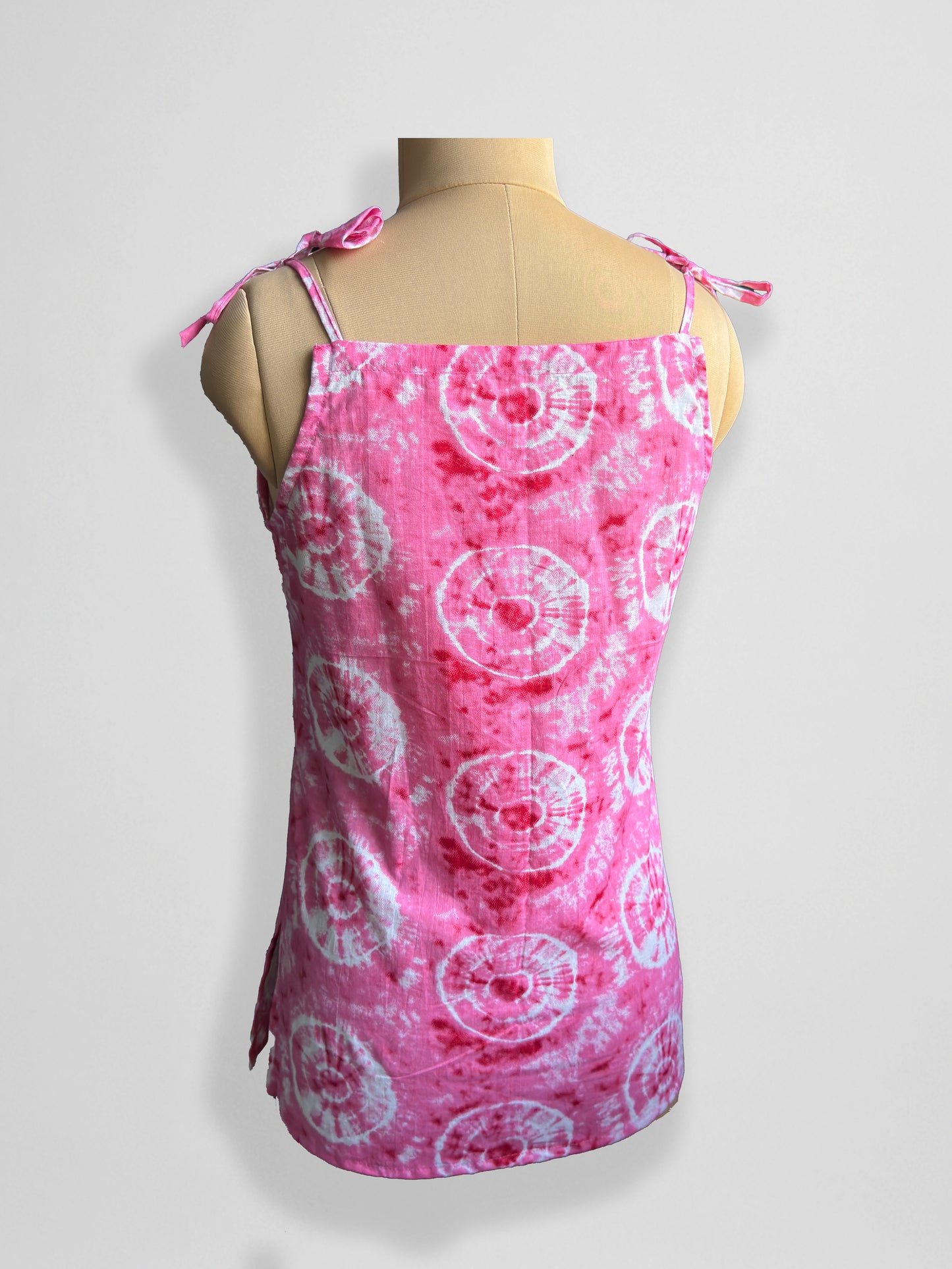 Aurelle – Pink Ombre Cotton Tie-Up Shoulder Top