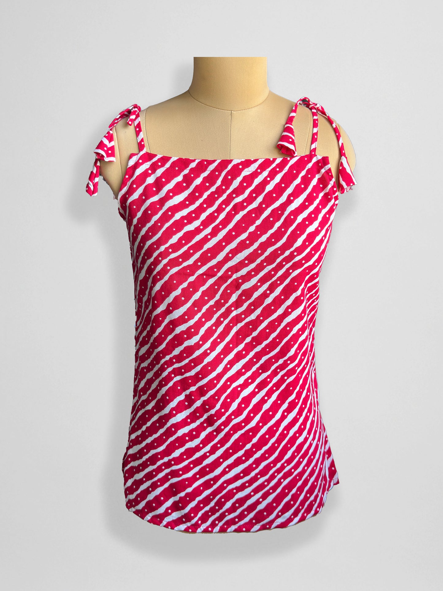 Sierra – Red Cotton Tie-Up Shoulder Top