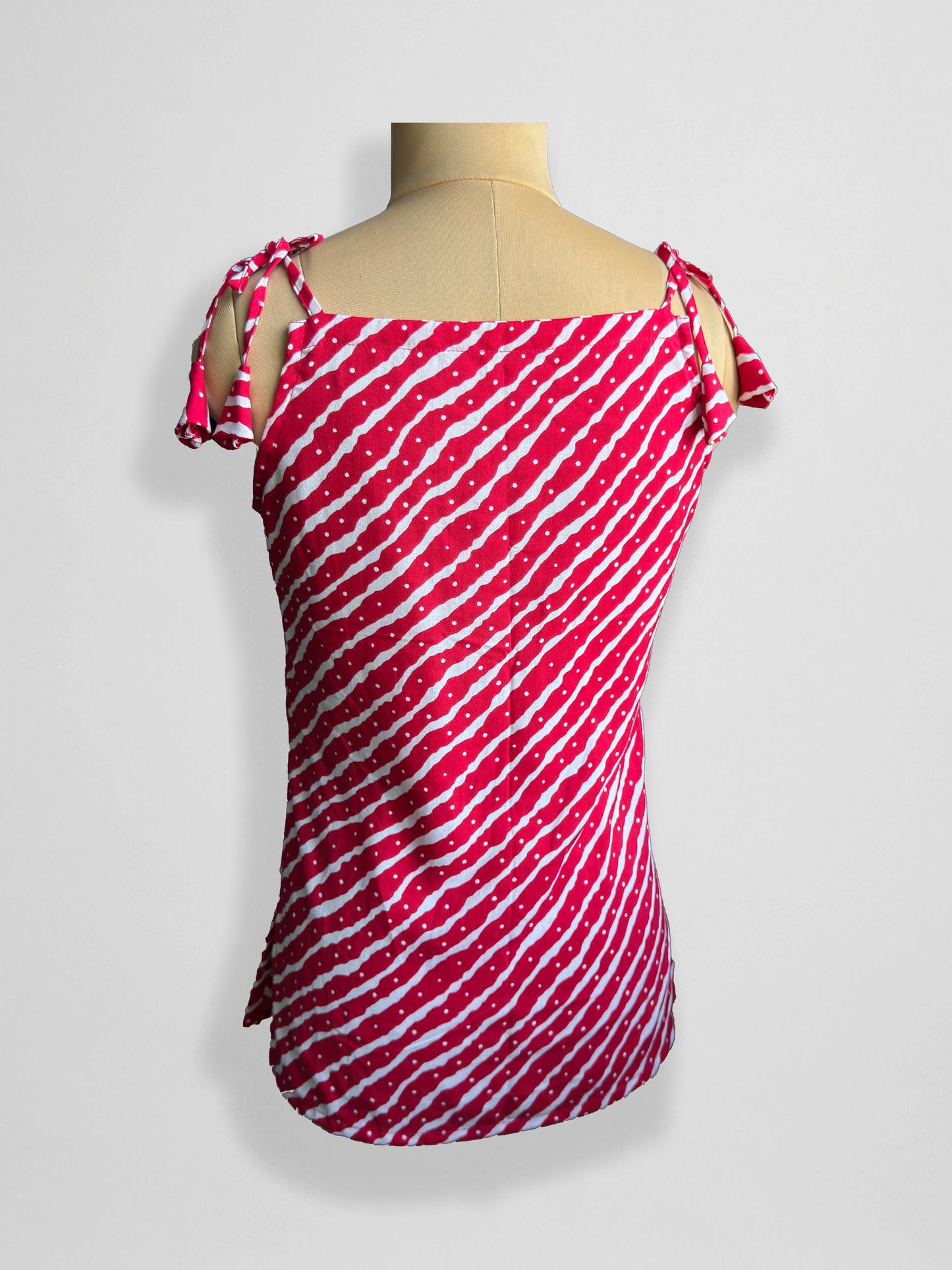 Sierra – Red Cotton Tie-Up Shoulder Top