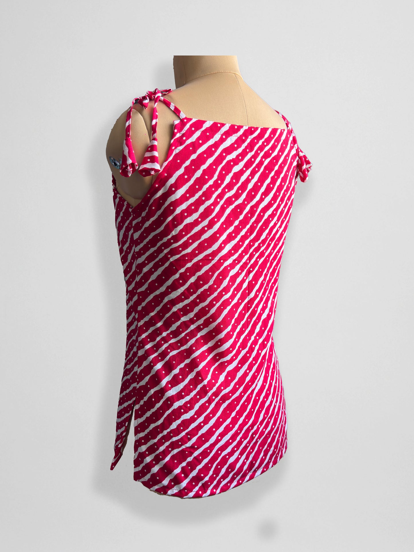 Sierra – Red Cotton Tie-Up Shoulder Top