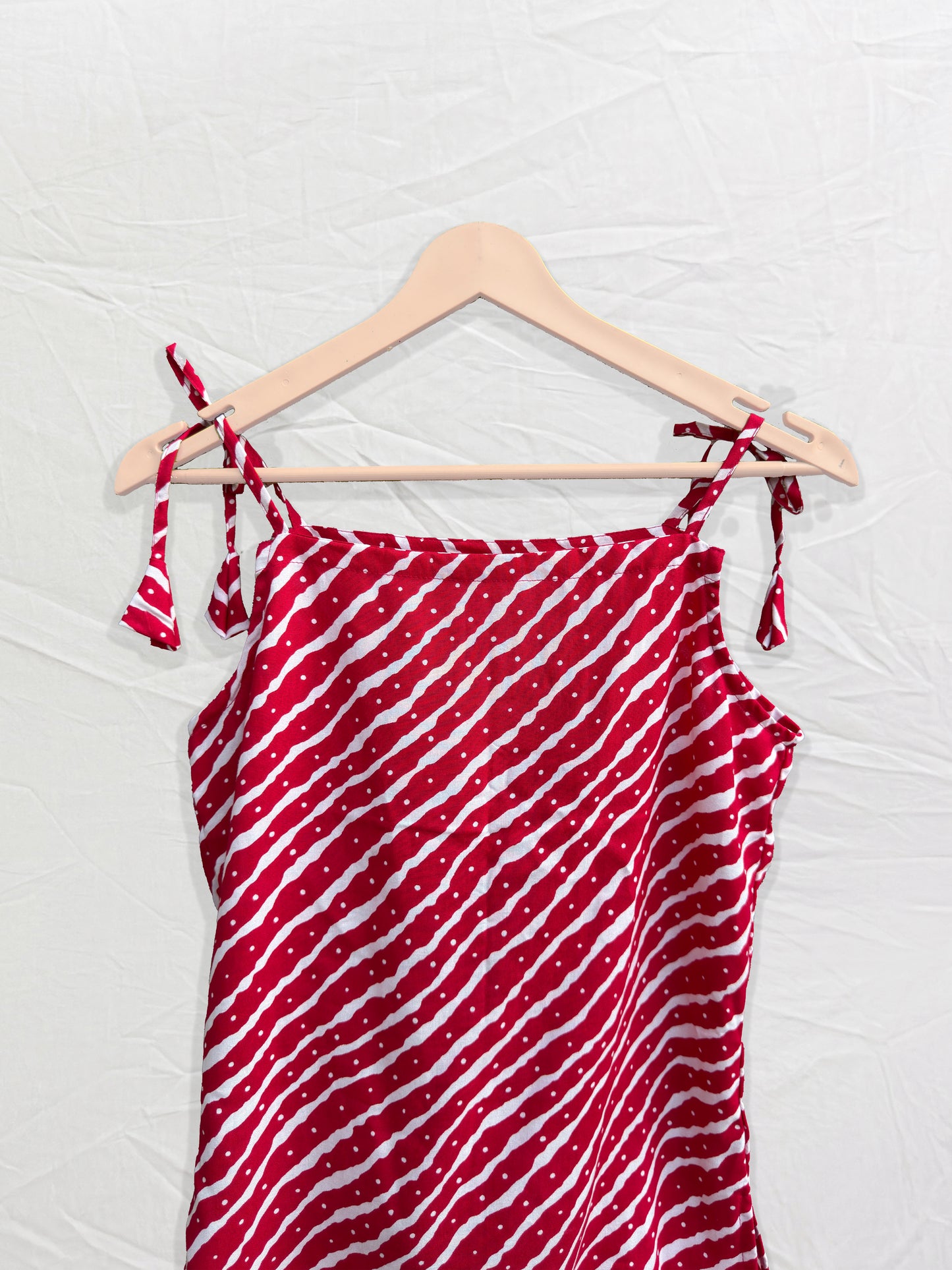 Sierra – Red Cotton Tie-Up Shoulder Top