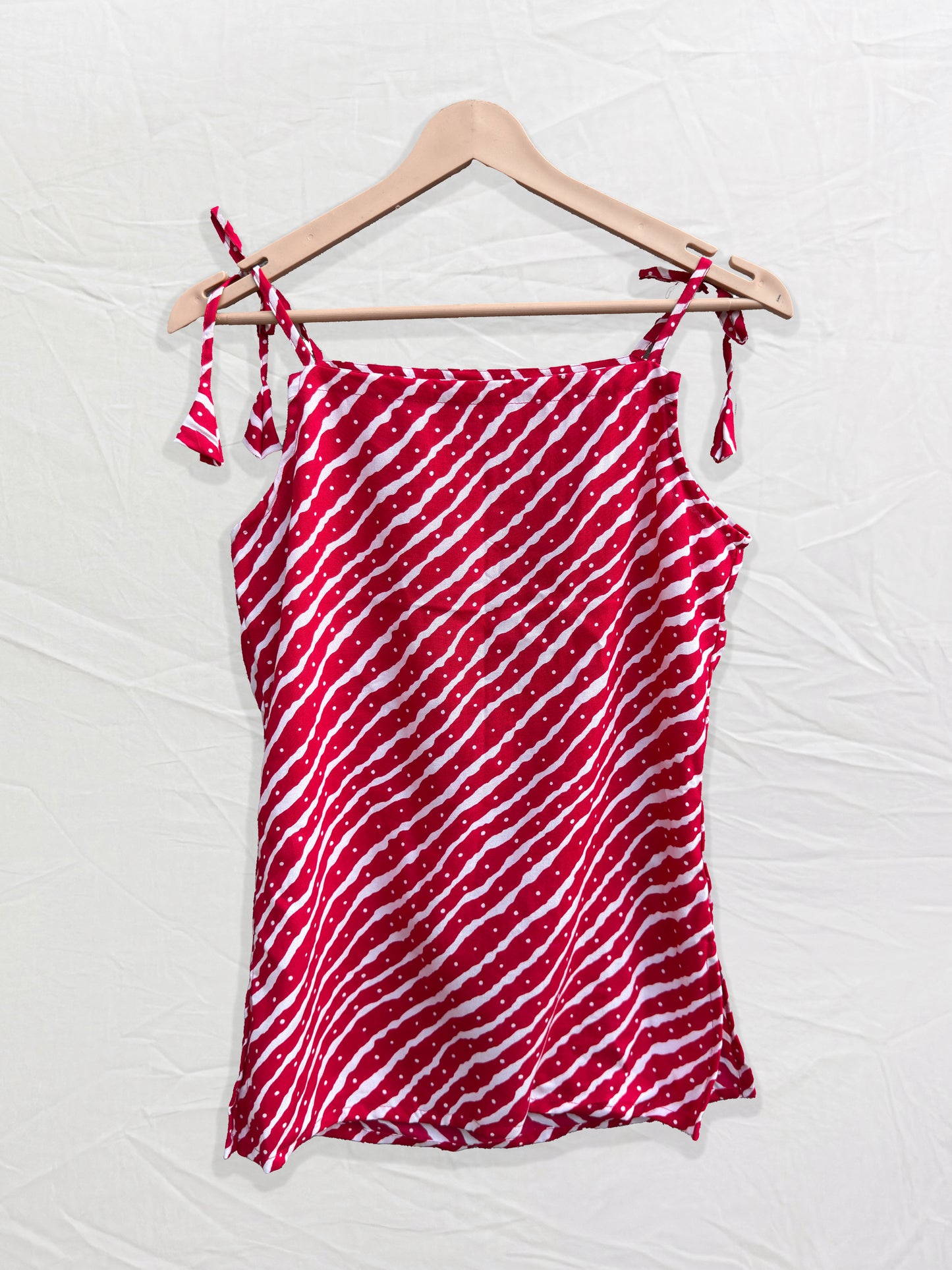 Sierra – Red Cotton Tie-Up Shoulder Top