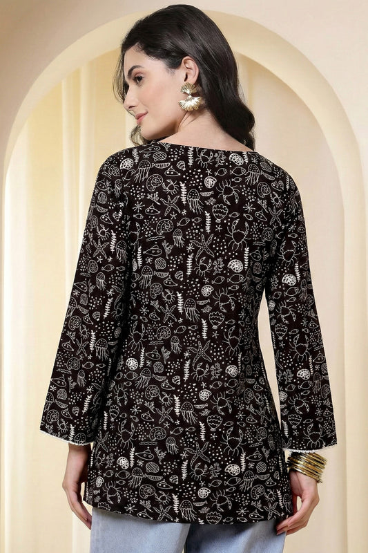 Kajal - Bell Sleeve Kurti (Black)