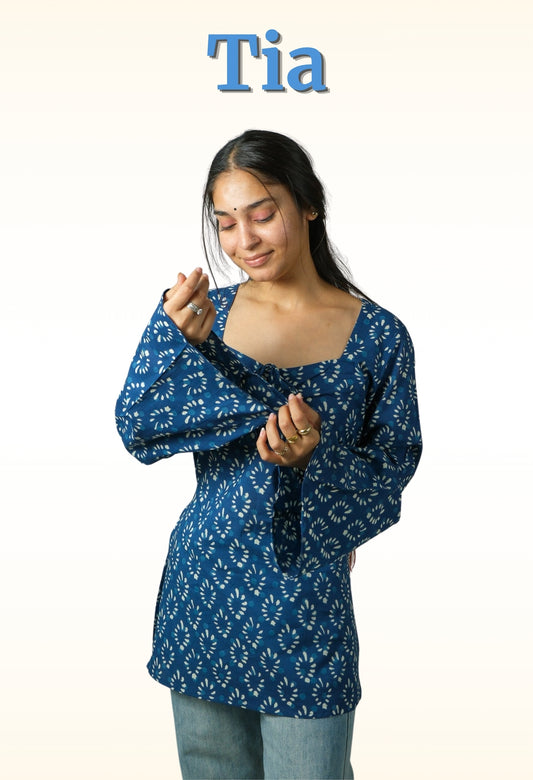 Tia – Open Back Kurti (Blue)