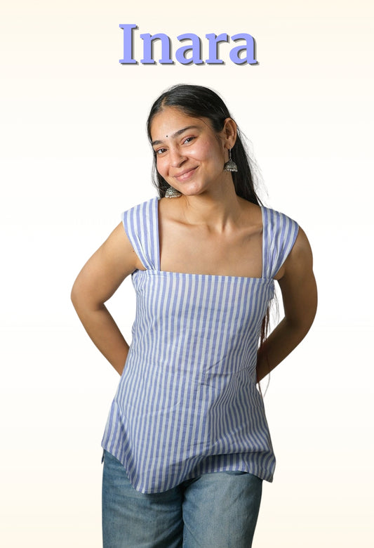 Inara – Striped Cotton Top (Lavender)