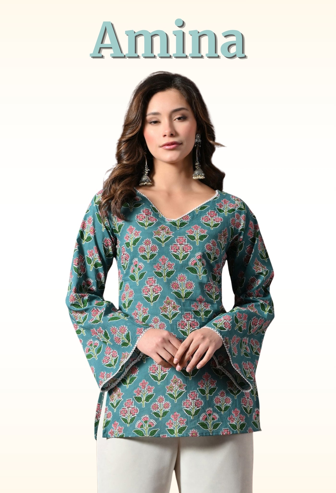 Amina - Emerald Corset back Short Kurta