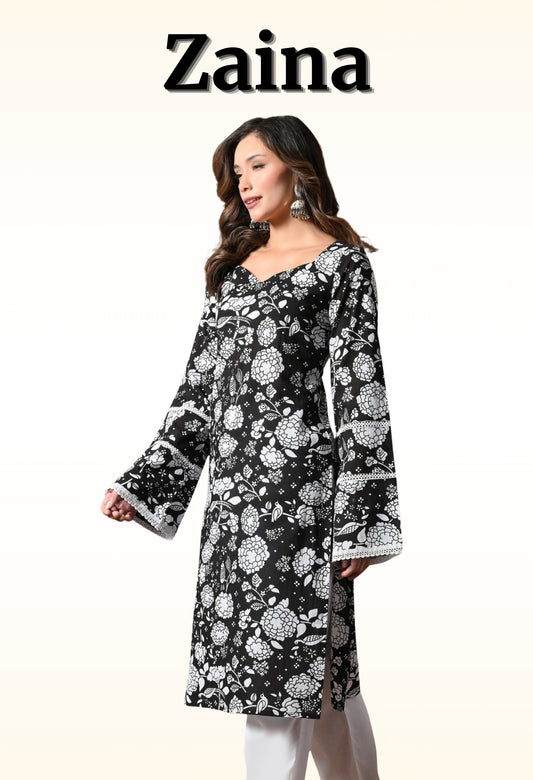 Zaina – Bell Sleeved Pakistani Kurta