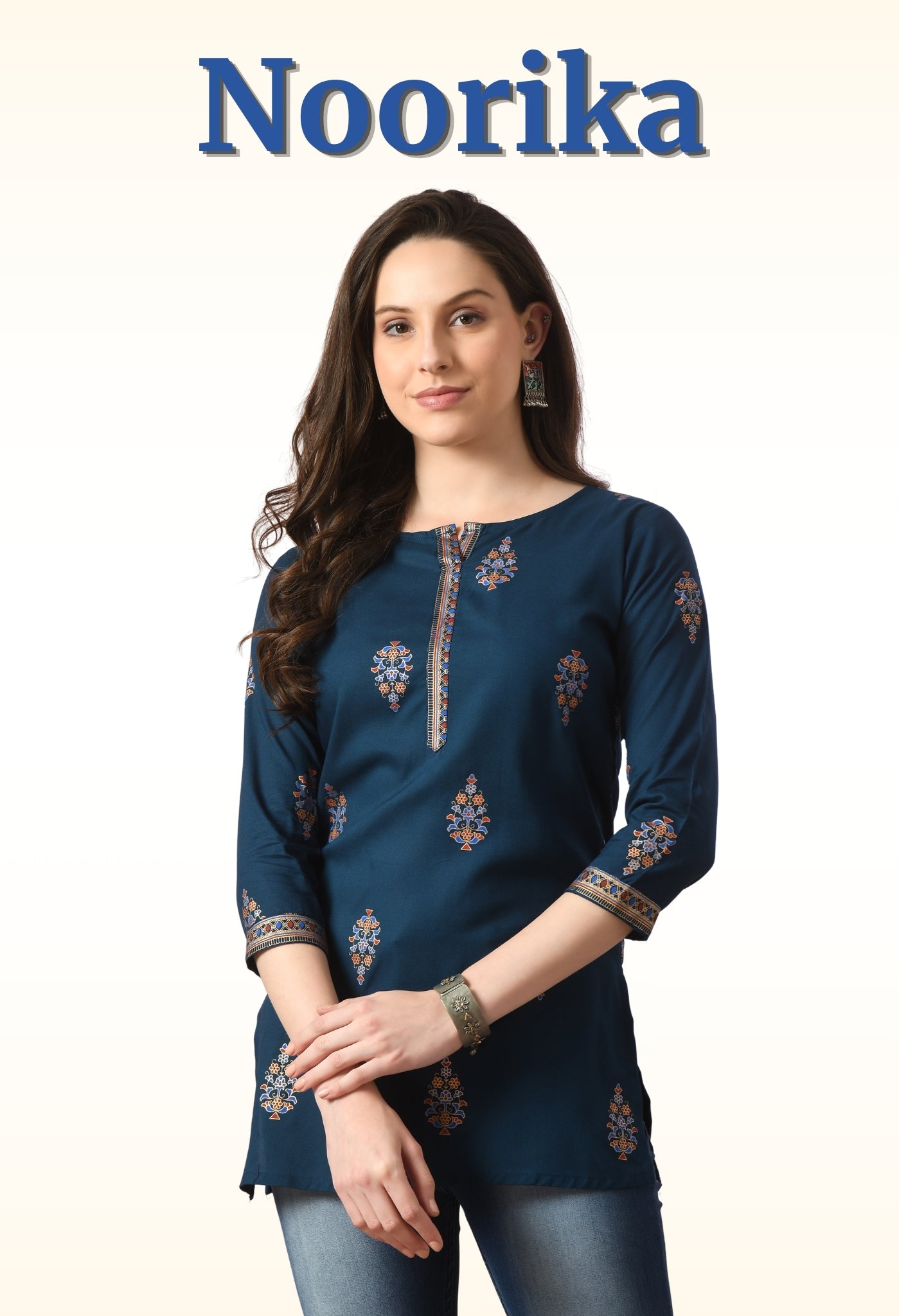 Noorika – Teal Ethnic Motif Kurti