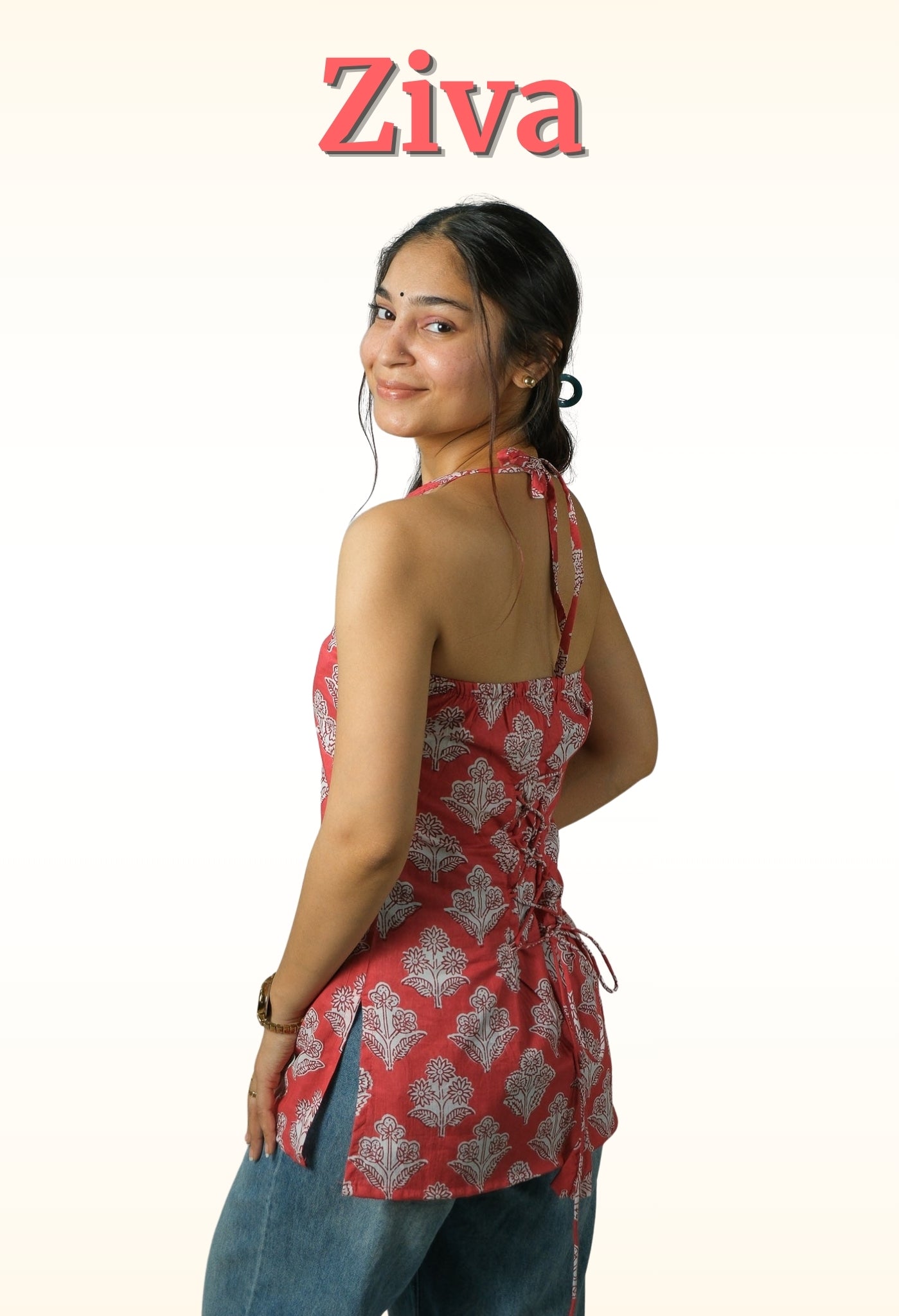 Ziva – Corset Halter Neck Top (Red)