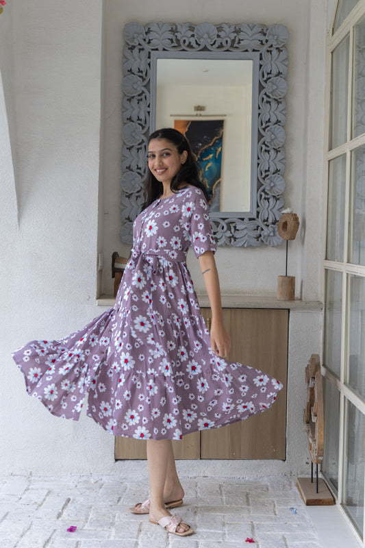 Lavender Breeze Button-Down Dress