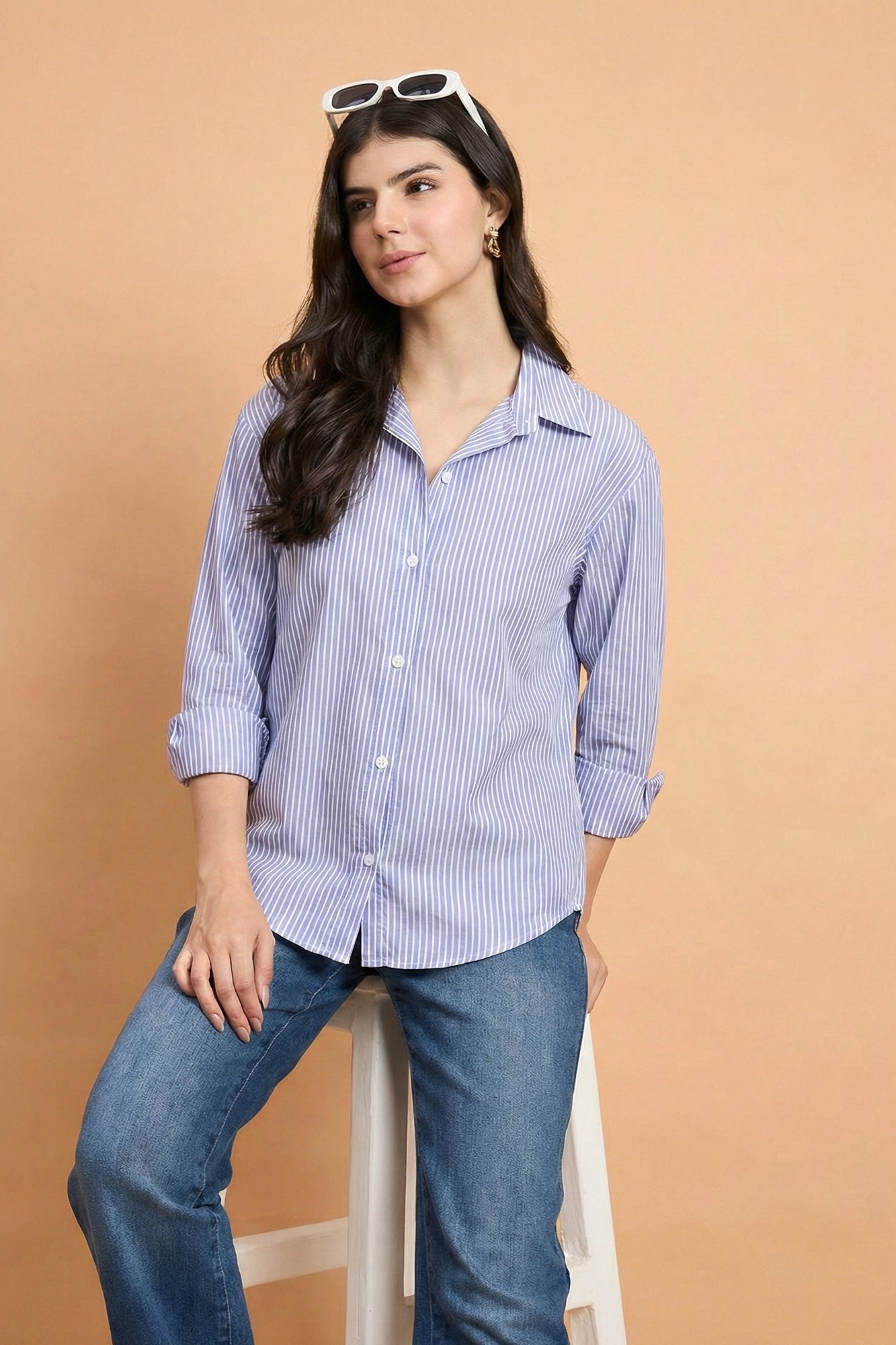 Lilacline - Striped Fitted Shirt (Lavender)