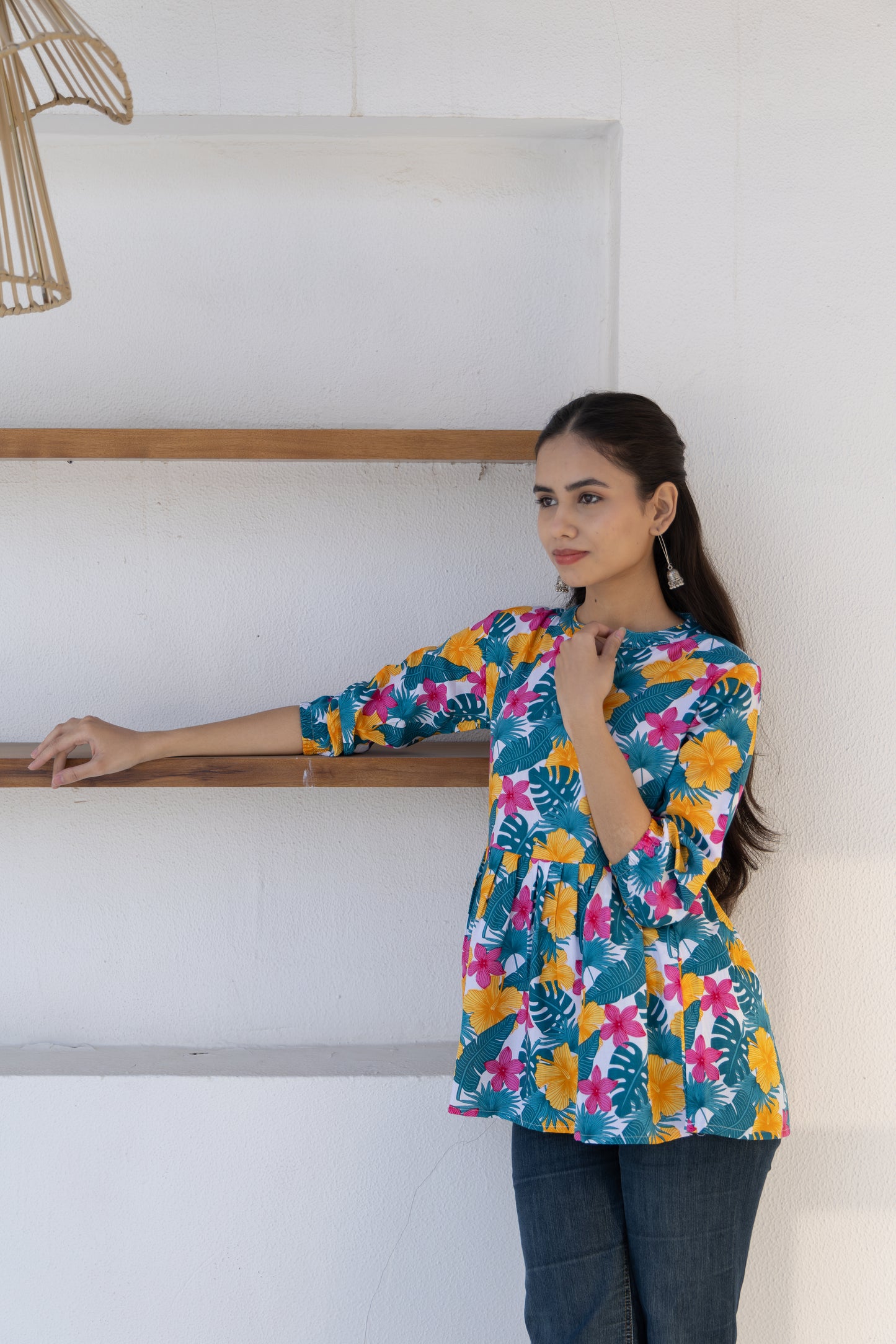 Meadow Charm Peplum Top (Multicolor)