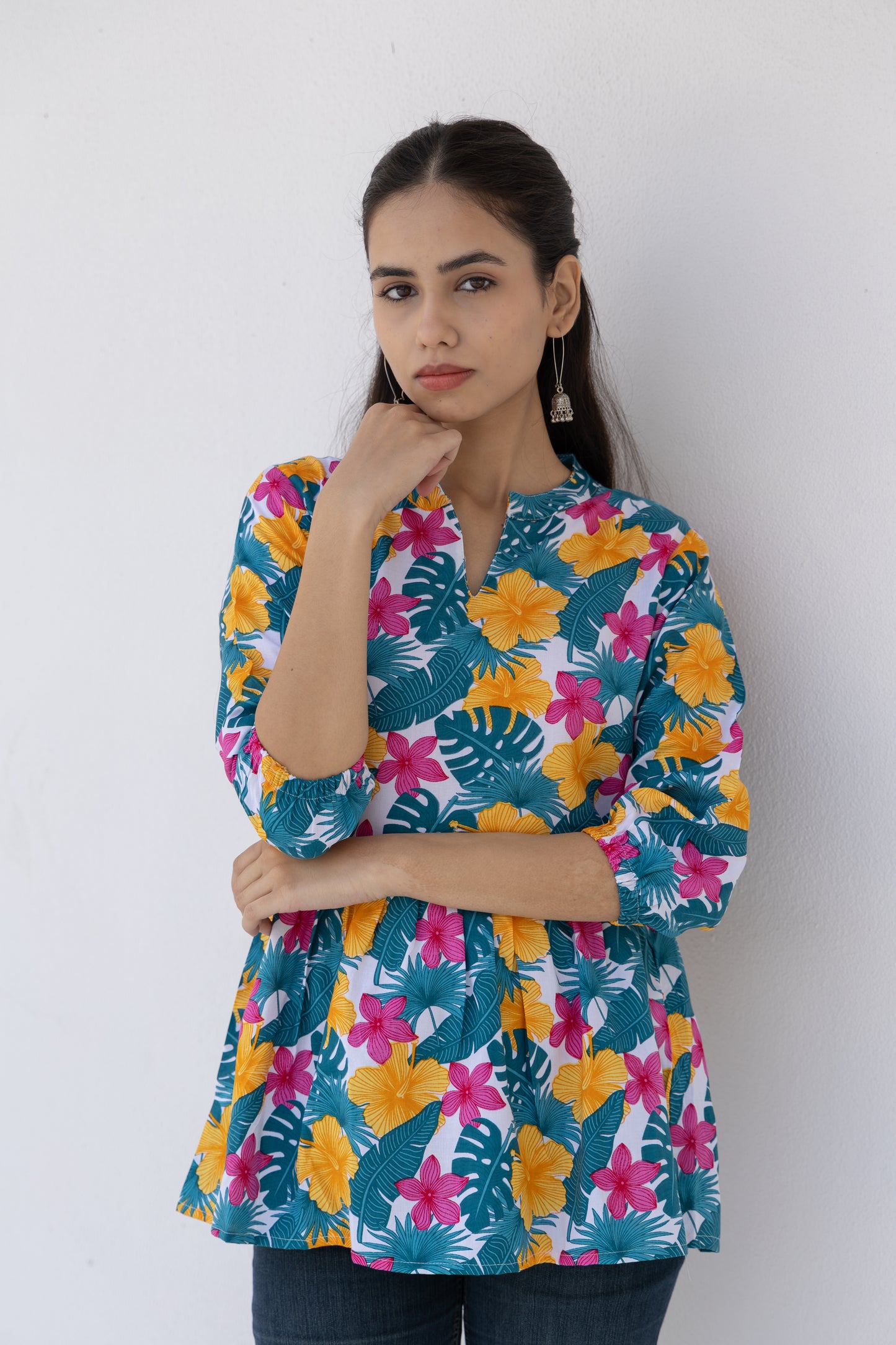 Meadow Charm Peplum Top (Multicolor)