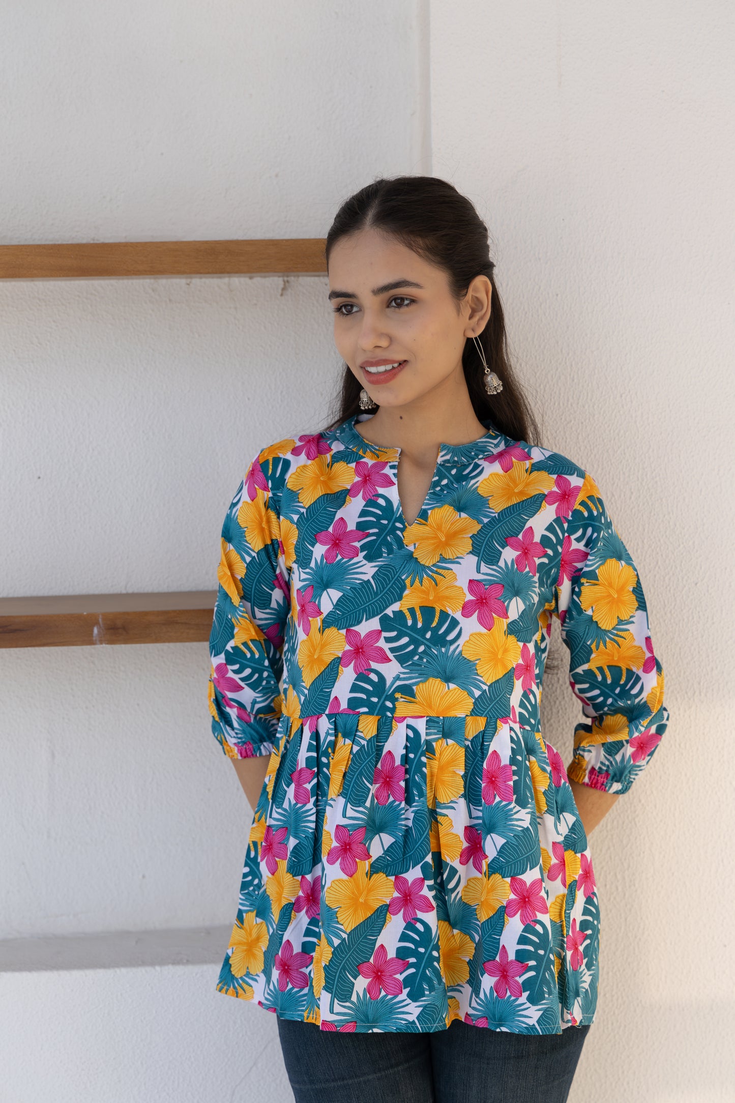 Meadow Charm Peplum Top (Multicolor)